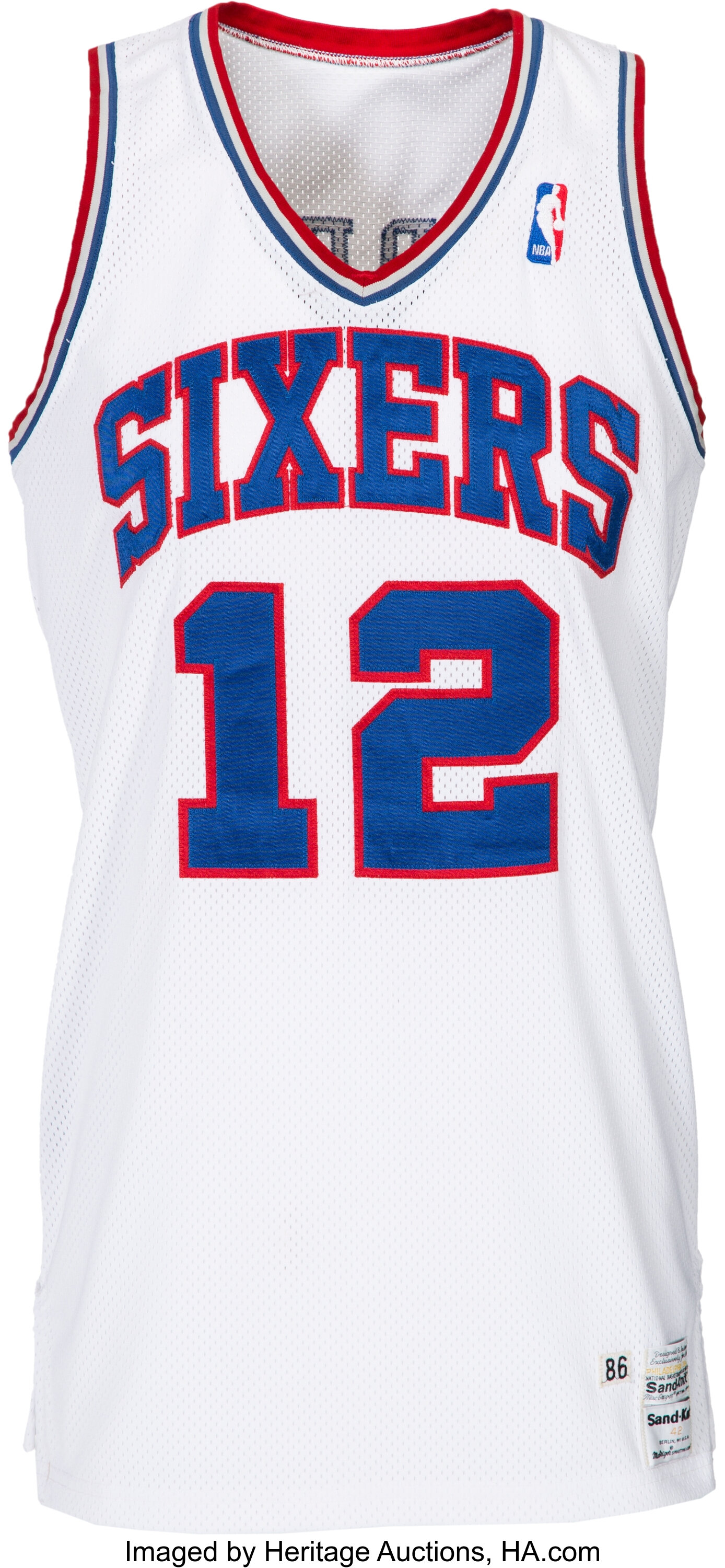 1986-87 World B. Free Game Worn Philadelphia 76ers Uniform with, Lot  #50830