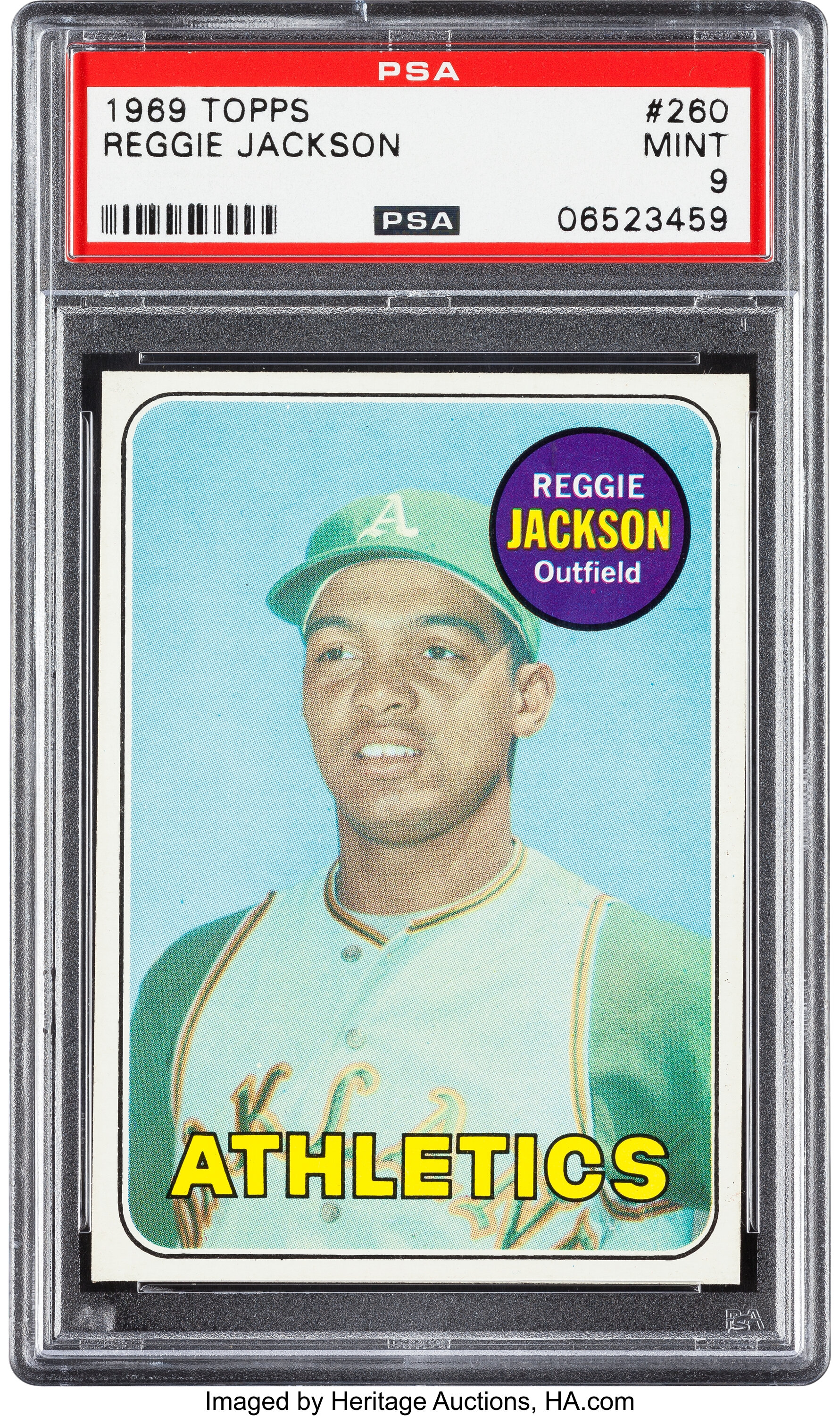 1969 Topps Baseball REGGIE JACKSON Rookie Card 260 ATHLETICS. 