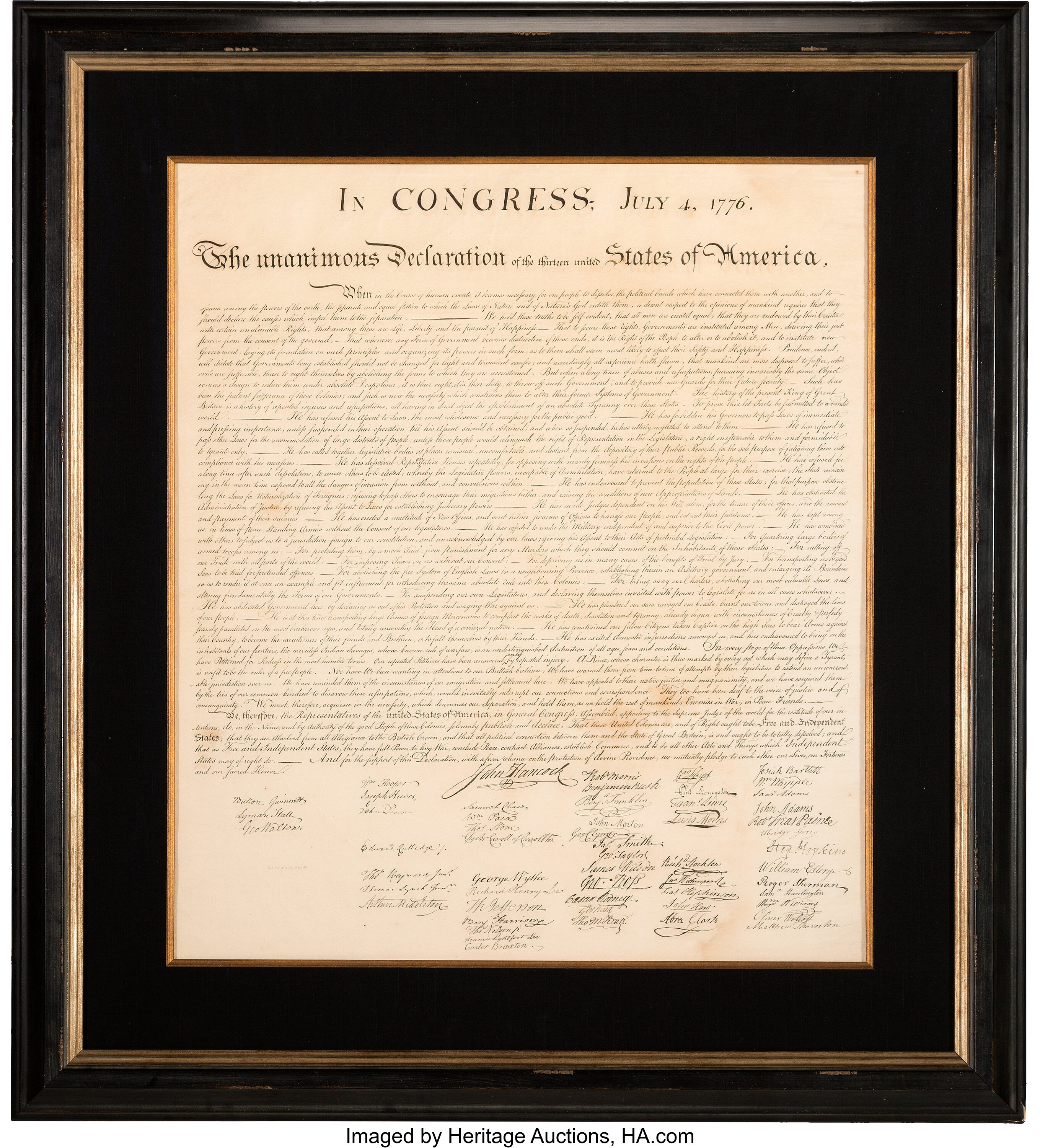 Peter Force Printing of The Declaration of Independence.... | Lot ...