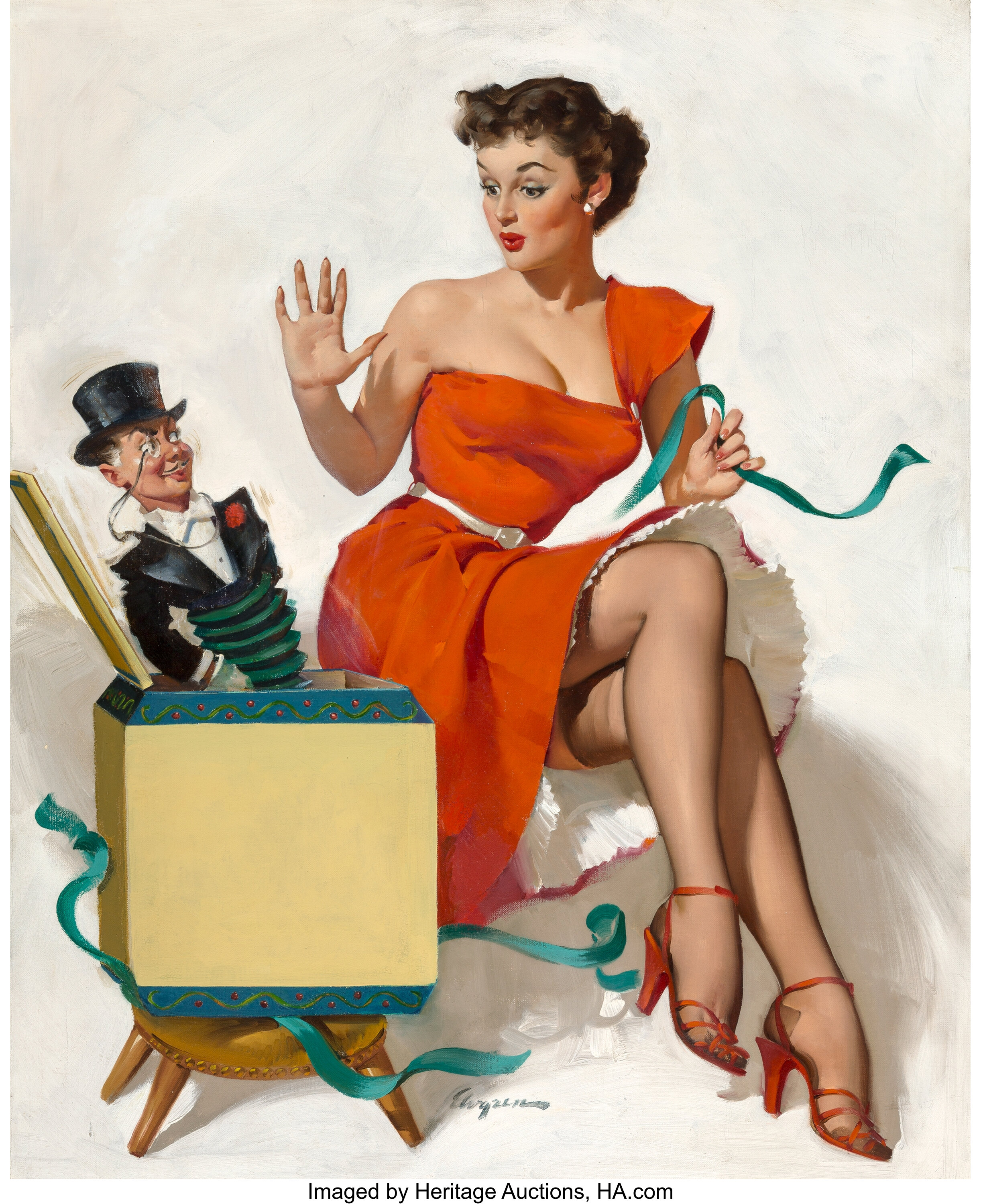 Gil Elvgren American 1914 1980 Surprised 1952 Oil On Canvas Lot 71070 Heritage Auctions 2177