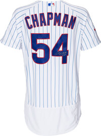 2016 Aroldis Chapman Game Worn Chicago Cubs Jersey.  Baseball, Lot  #81432