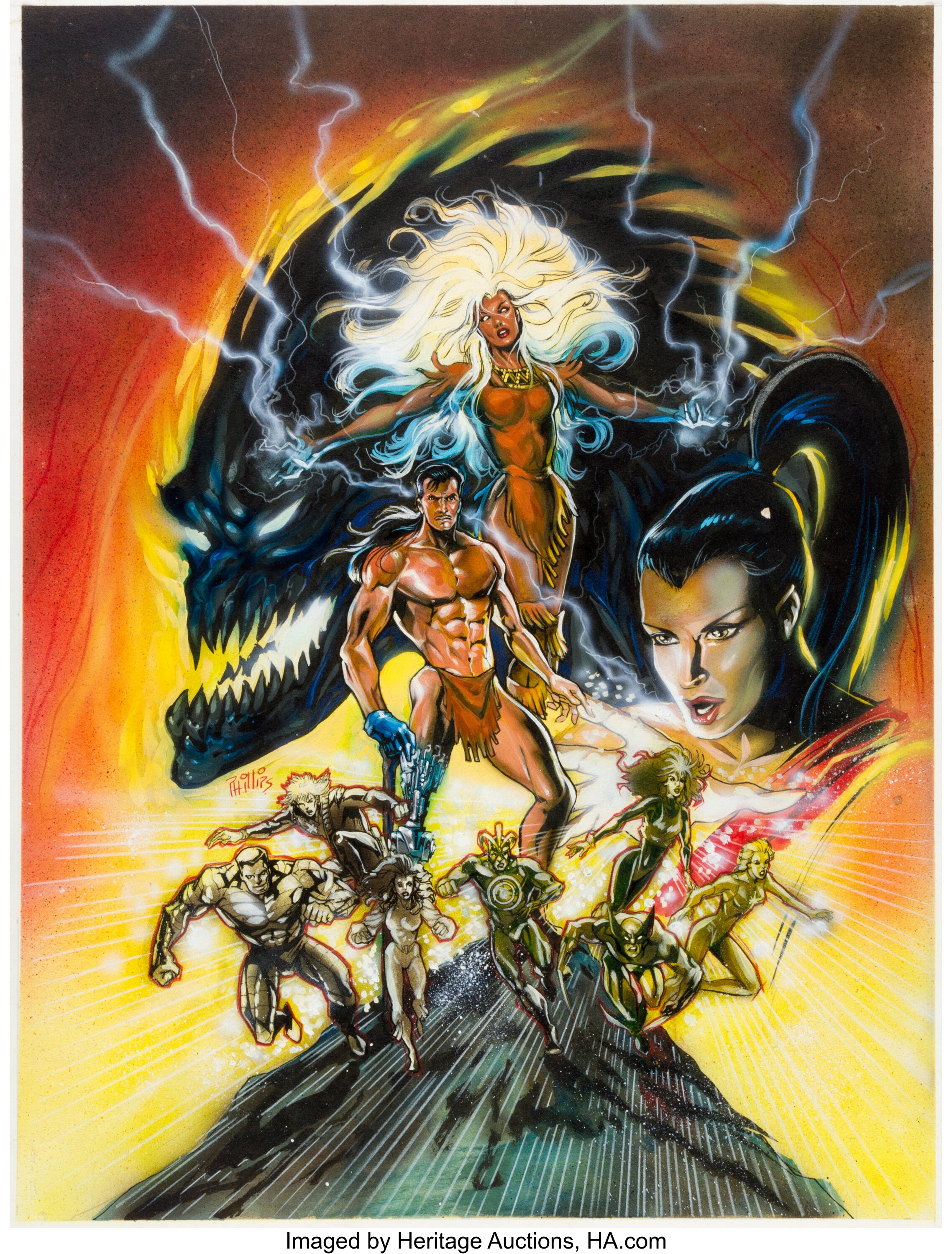 Joe Phillips Fleer Ultra X-Men Trading Card #104 "Fall of the | Lot #94666  | Heritage Auctions
