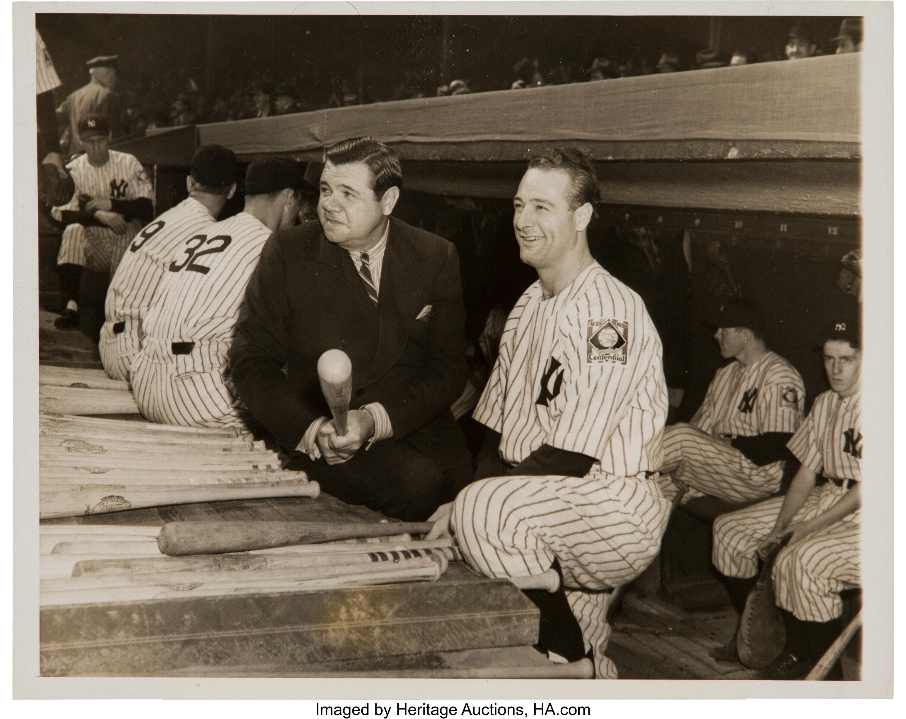 Circa 1940's Lou Gehrig and Babe Ruth Original Photograph PSA/DNA