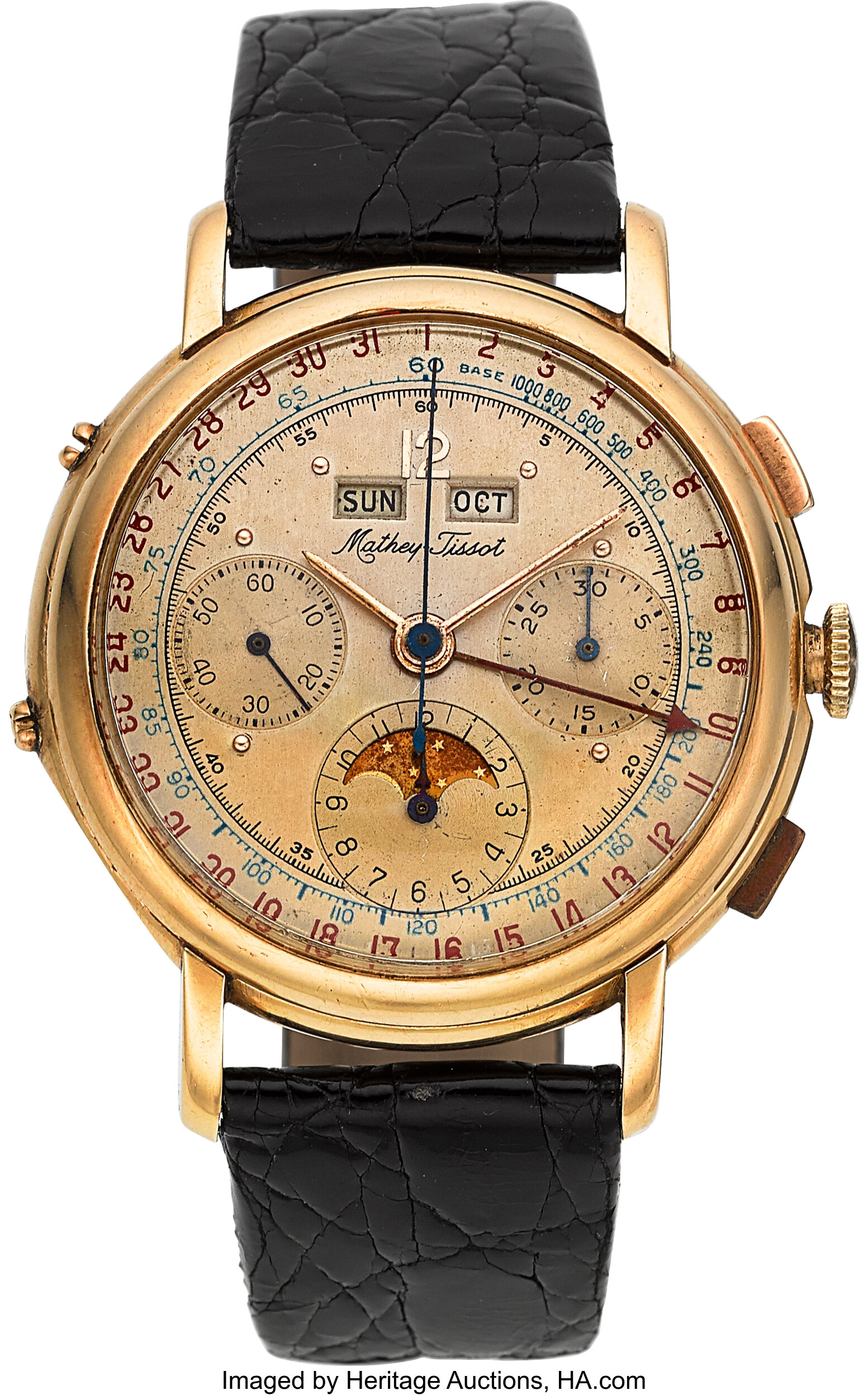 Mathey-Tissot Very Fine Gold Valjoux 88 Chronograph With Calendar ...