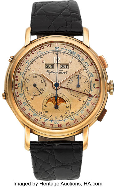 Mathey Tissot Very Fine Gold Valjoux 88 Chronograph With Calendar