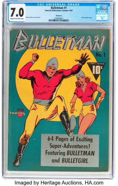 Golden Age (1938-1955):Superhero, Bulletman #1 Allentown Pedigree (Fawcett Publications, 1941) CGC FN/VF 7.0 Cream to off-white pages....