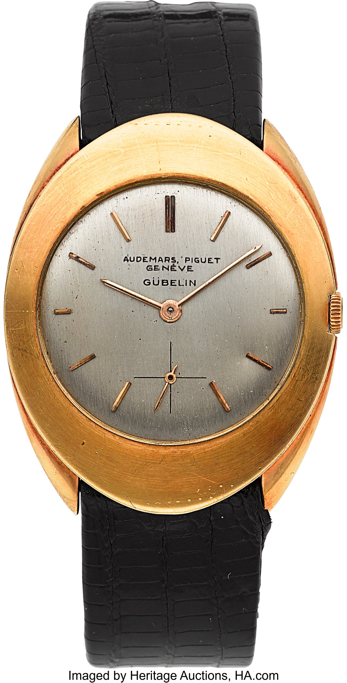 Audemars Piguet Unusual 18K Gold Oval Wristwatch Retailed By Lot