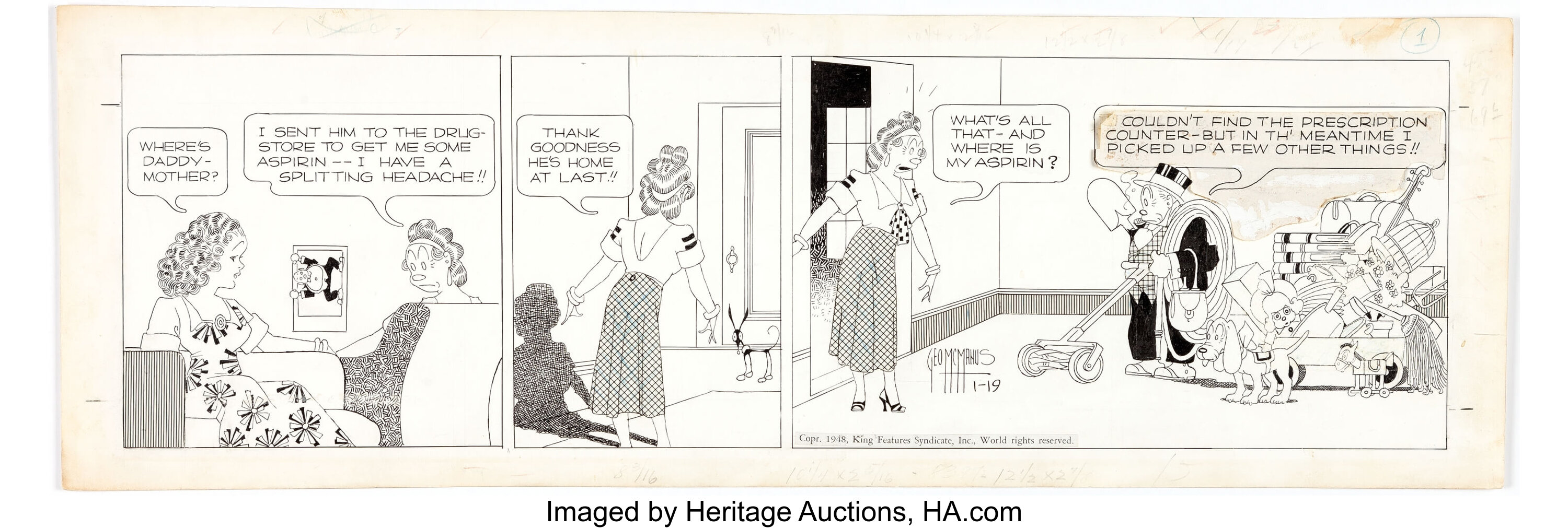 George Mcmanus Bringing Up Father Daily Comic Strip Original Art Lot 15145 Heritage Auctions