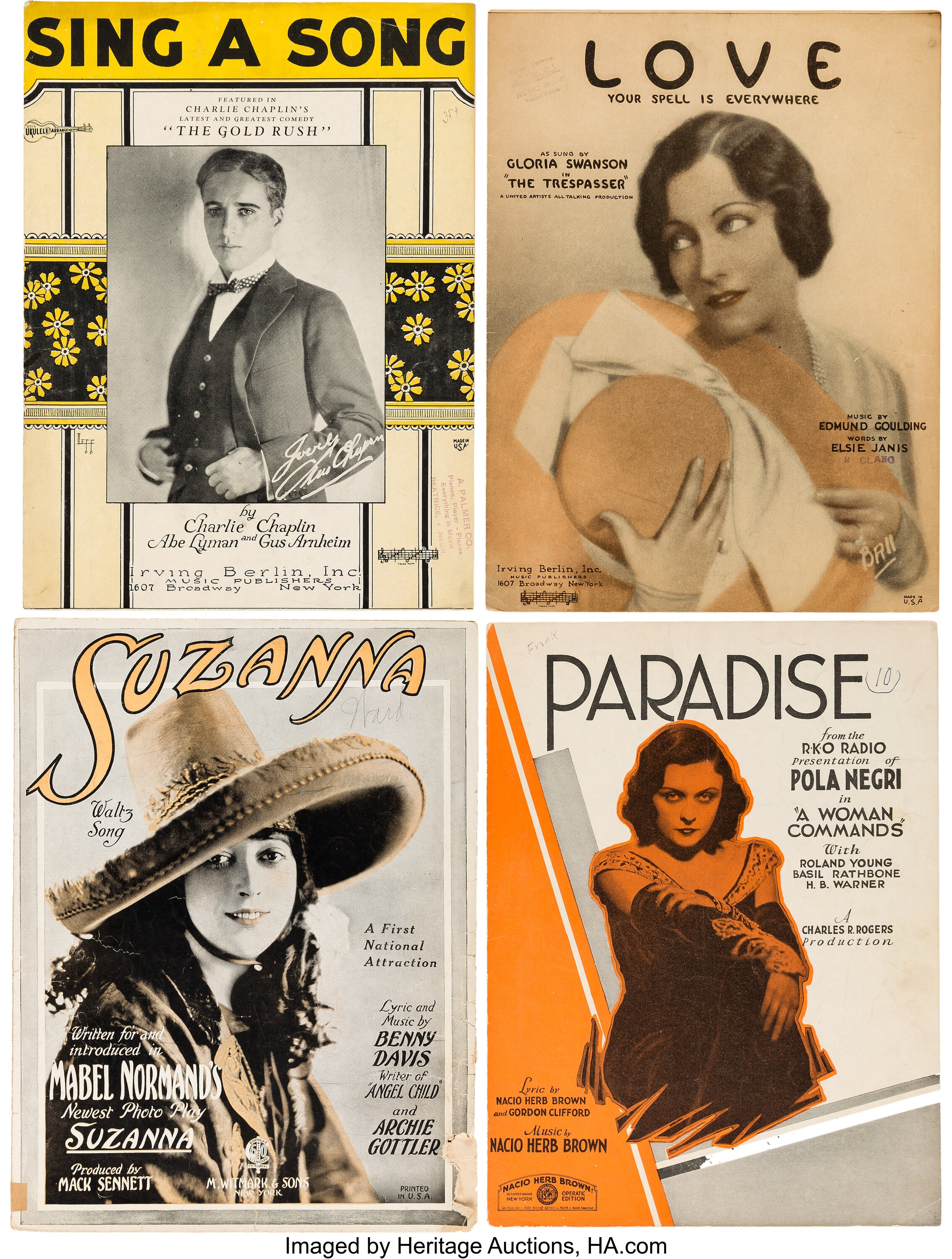 A Charlie Chaplin Gloria Swanson Mabel Normand And Pola Lot 89732 Heritage Auctions