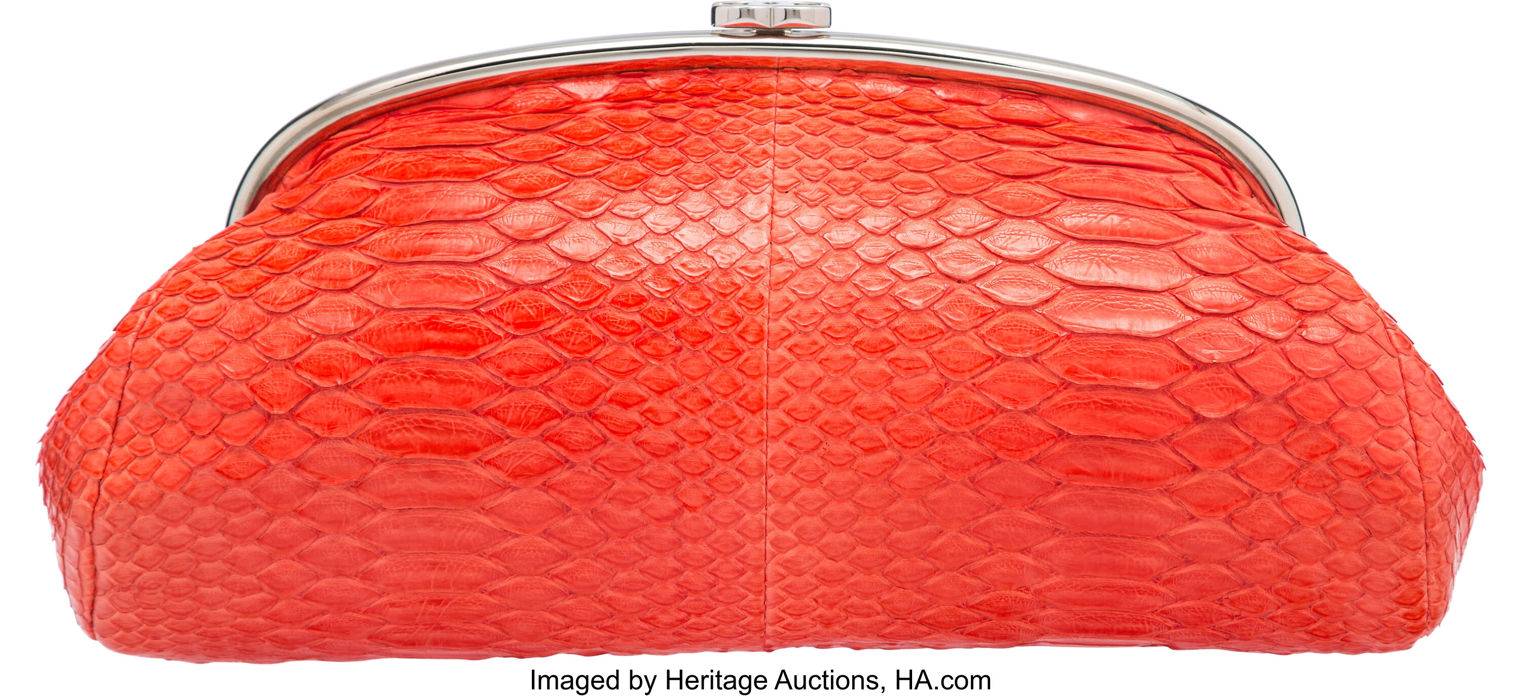 Chanel Orange Python Timeless Clutch Bag. Very Good Condition. 11, Lot  #58030