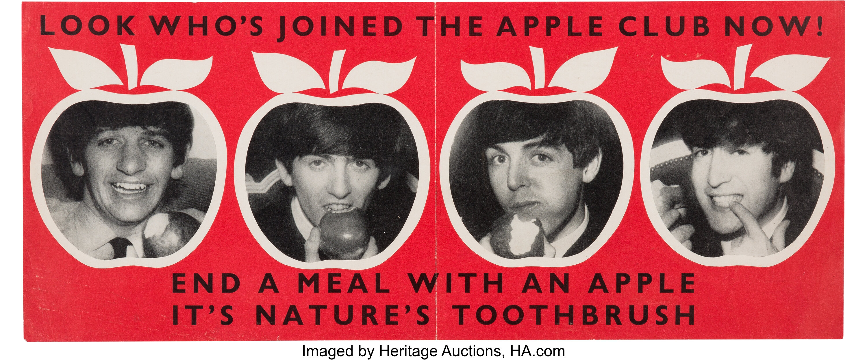 Beatles British Dental Council Apple Poster (1964).. Music