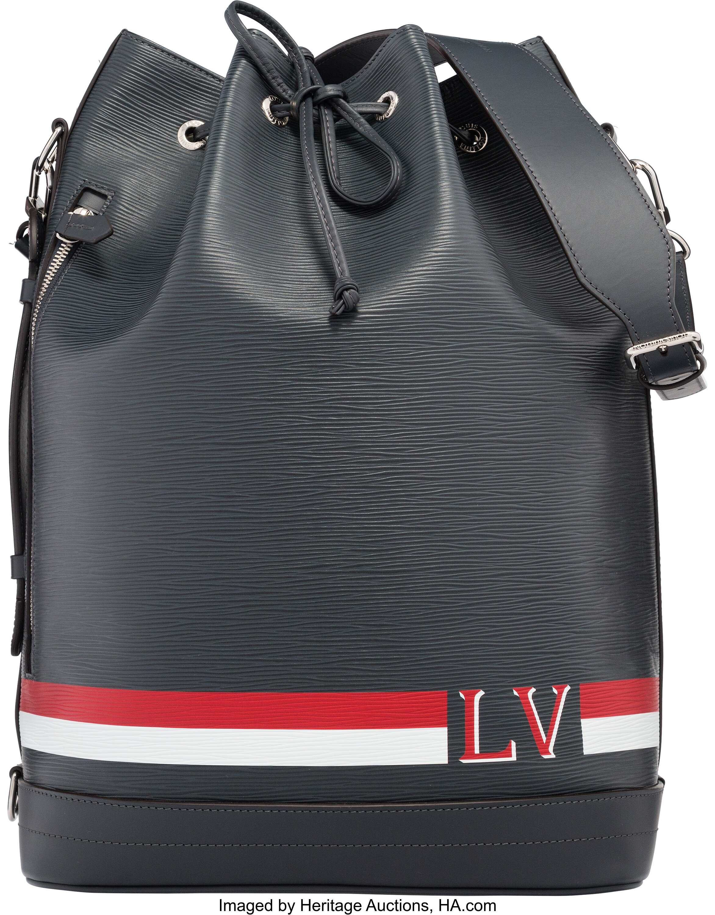 At Auction: Louis Vuitton, Louis Vuitton Blue Epi Leather Noe Bucket Bag