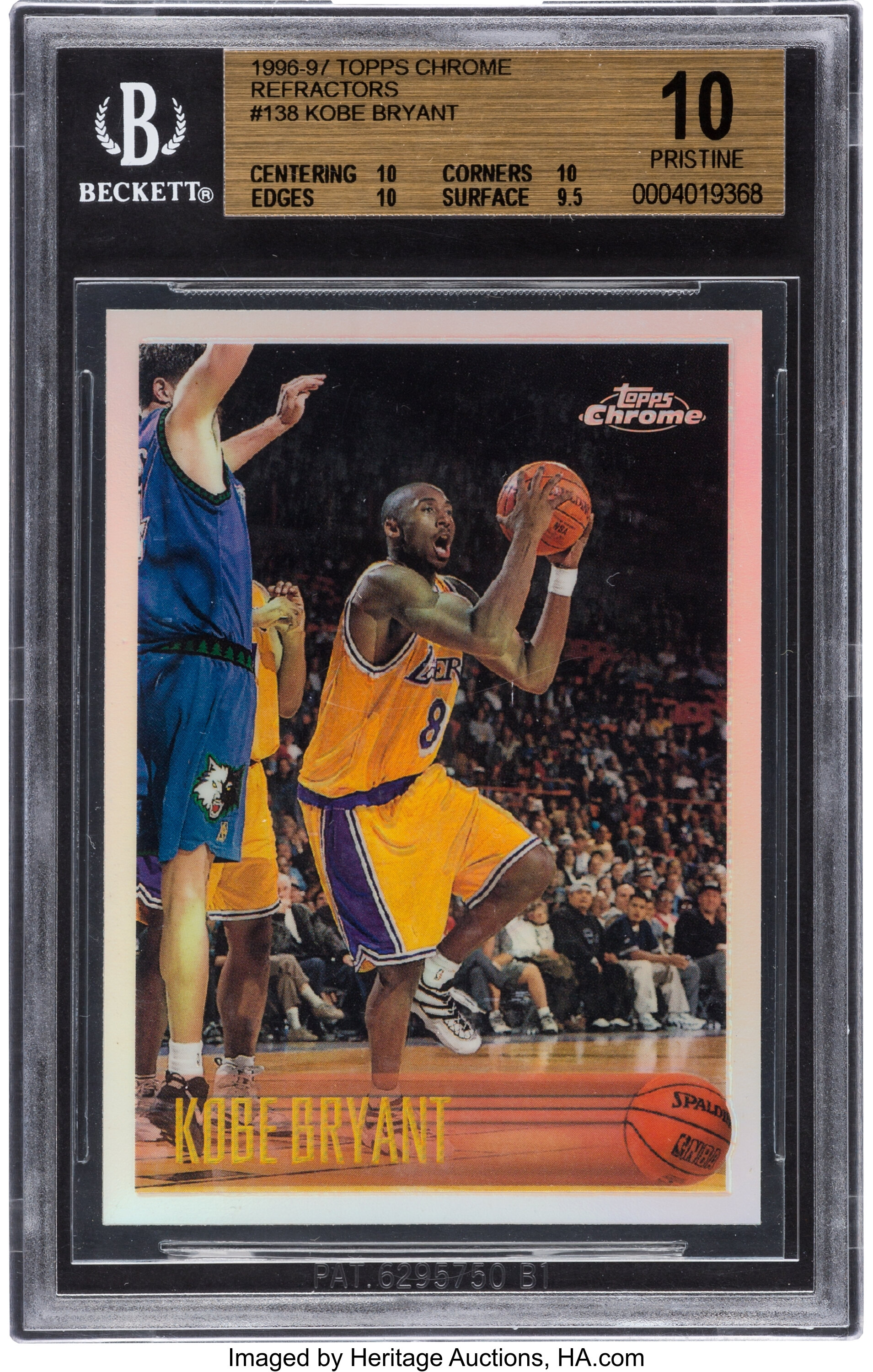 1996-97 Topps Chrome Refractors Kobe Bryant #138 Beckett Pristine