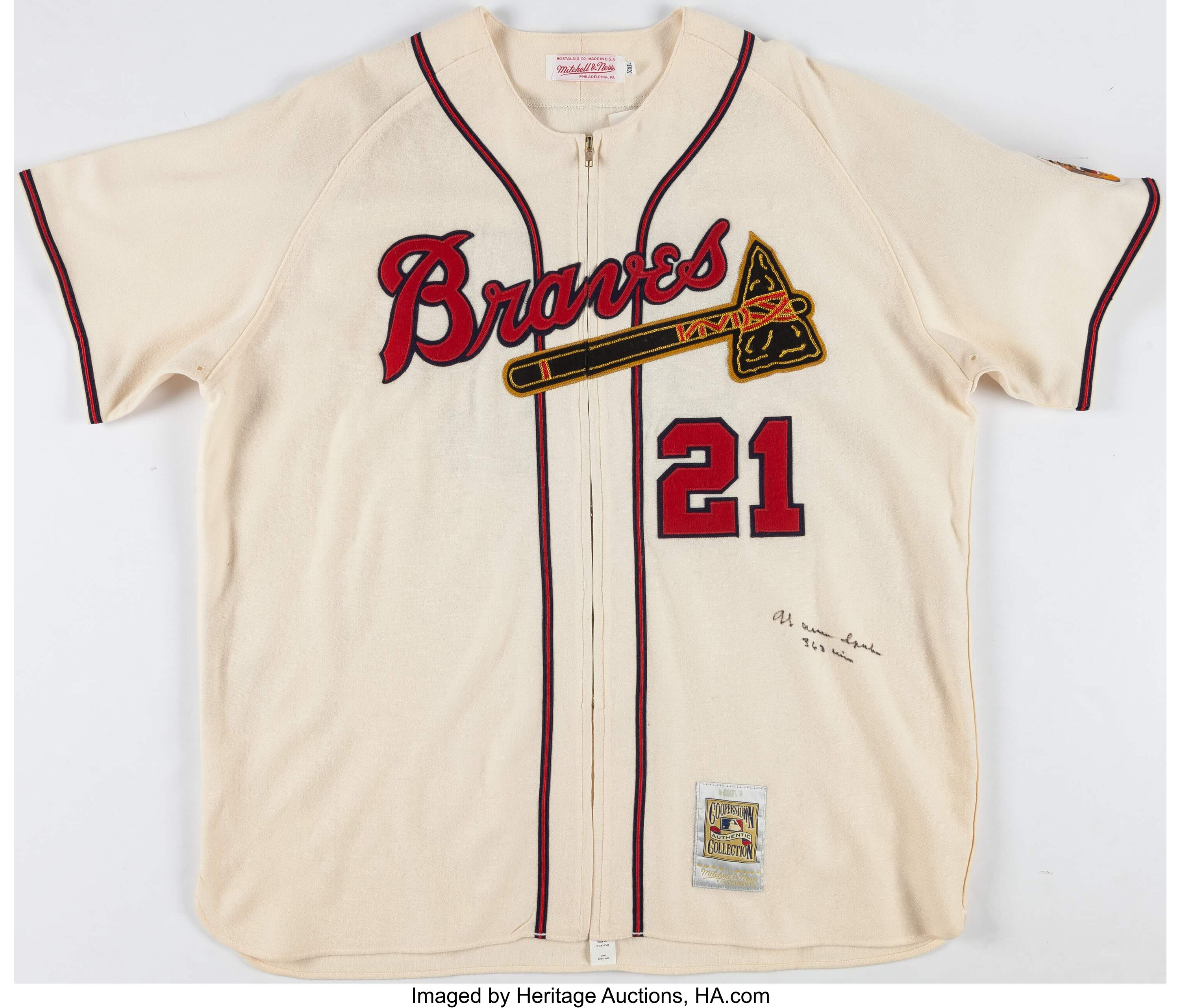 Warren Spahn Signed Milwaukee Braves Jersey.  Baseball, Lot #41156