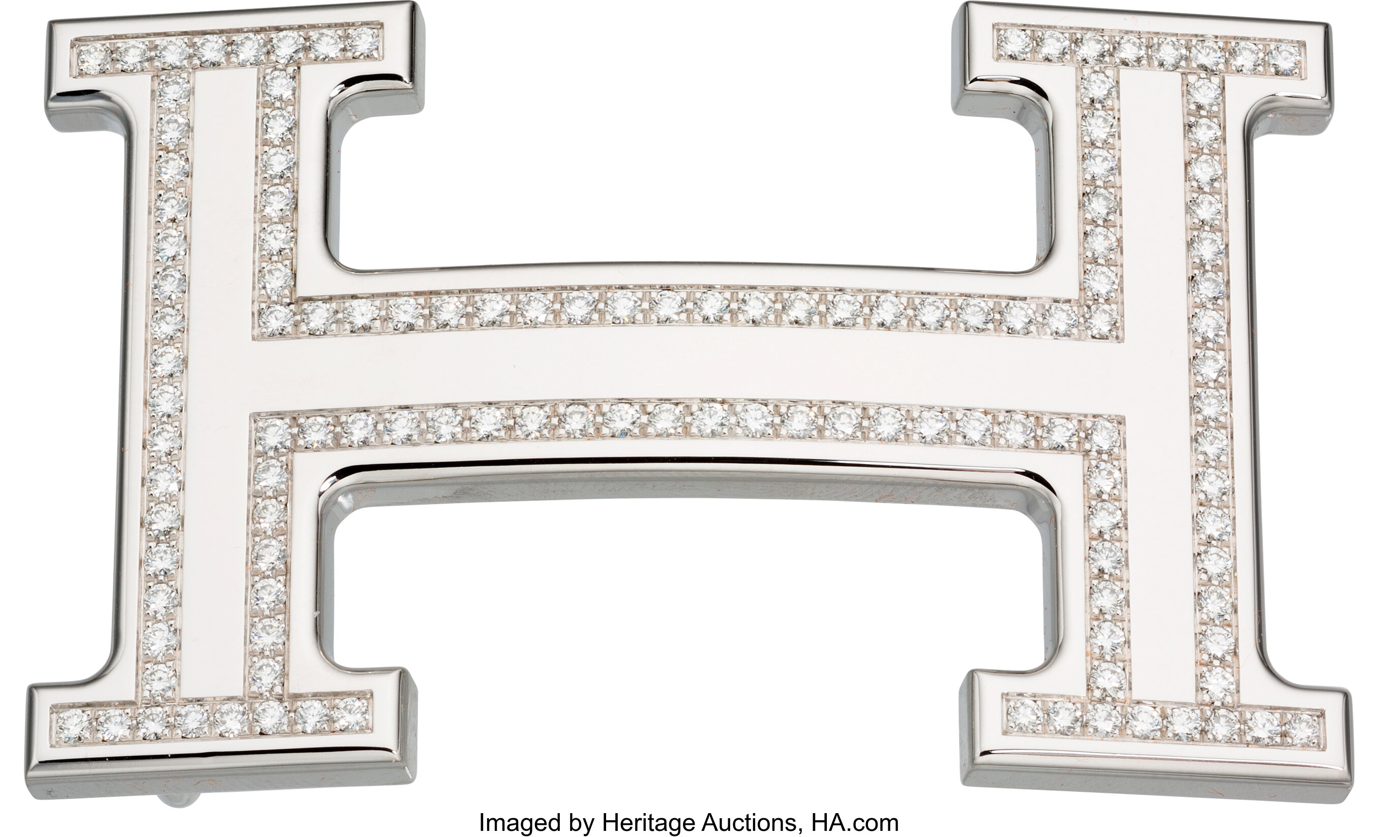 18 kt White Gold Hermes 'H' Belt Buckle with 4 ct Diamonds –  Marinaloanandjewelry