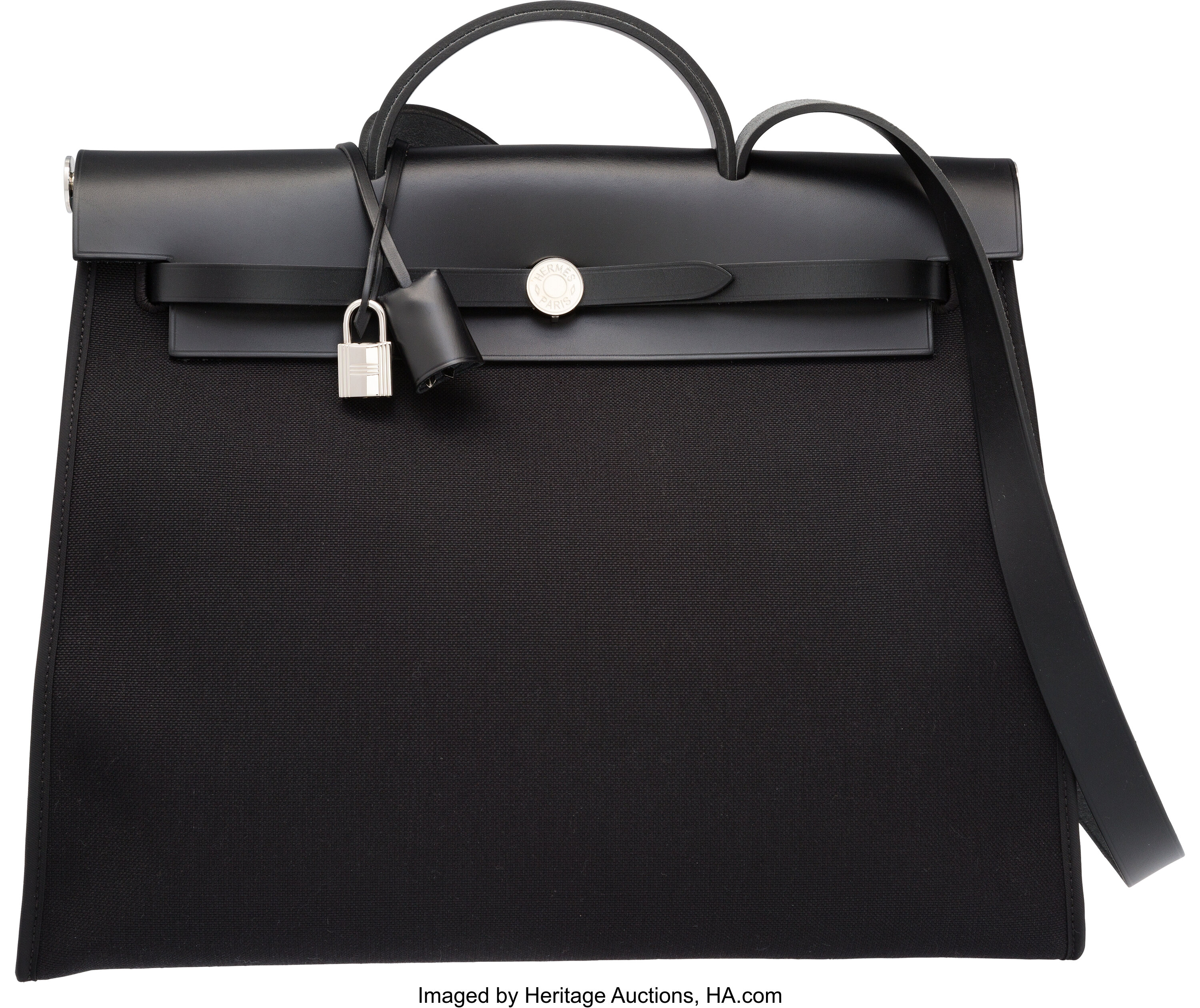 Hermes Herbag Zip Black Canvas Bag