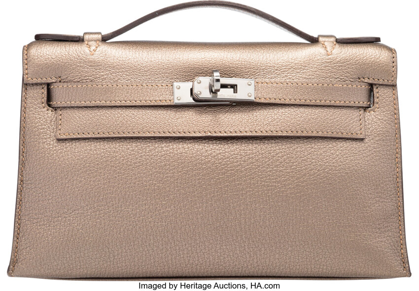 Hermes Kelly Pochette Handbag Purse Havane Evergrain 12.S □J 88102