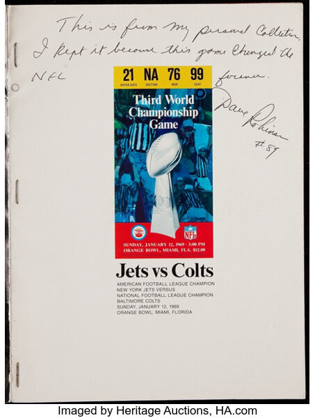 1969 Super Bowl III Program - Baltimore Colts vs. New York Jets., Lot  #42177