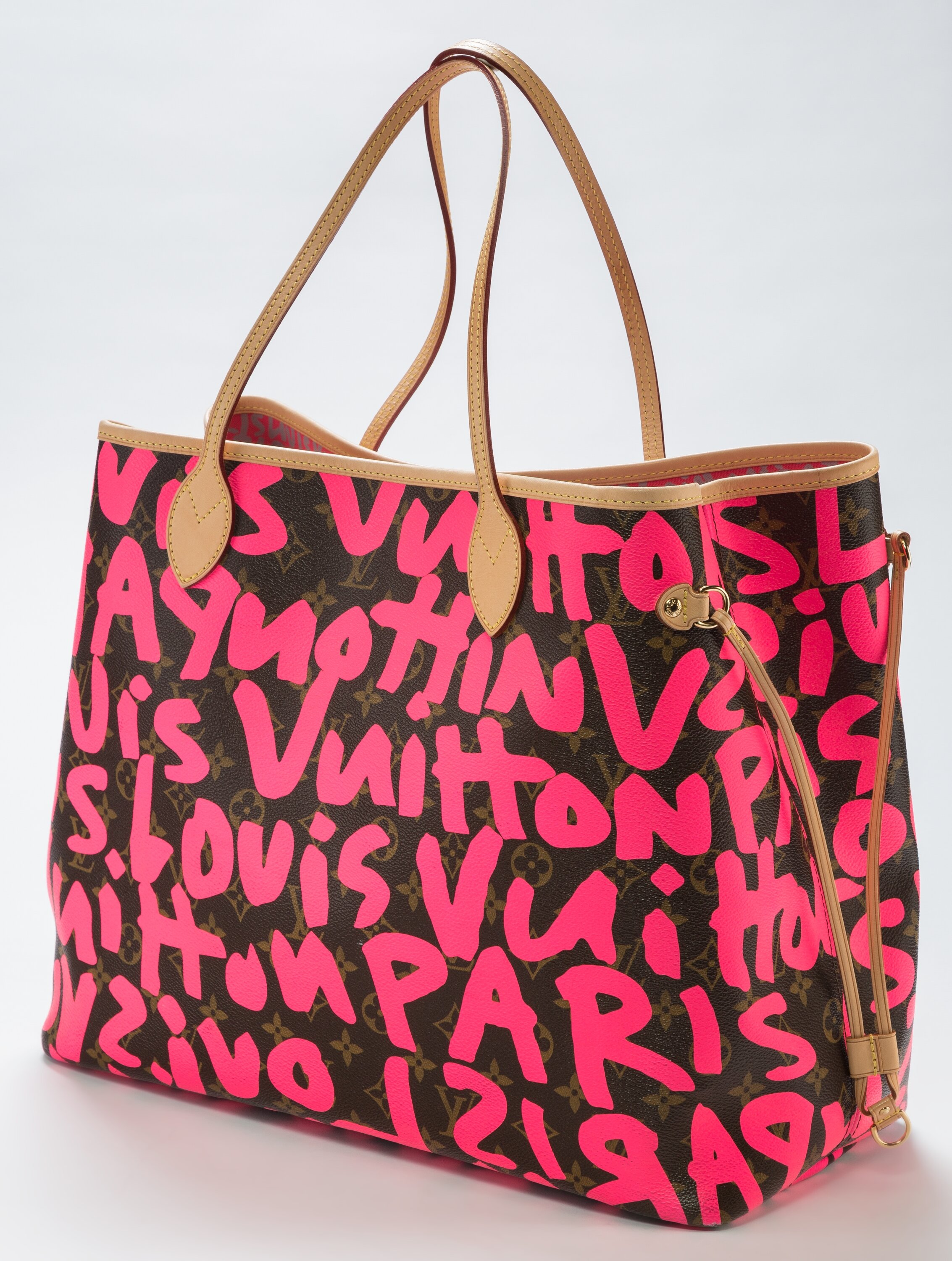 Louis Vuitton Stephen Sprouse Pink Monogram Graffiti Coated Canvas Neverfull GM Gold Hardware, 2009 (Very Good), Pink/Brown Womens Handbag