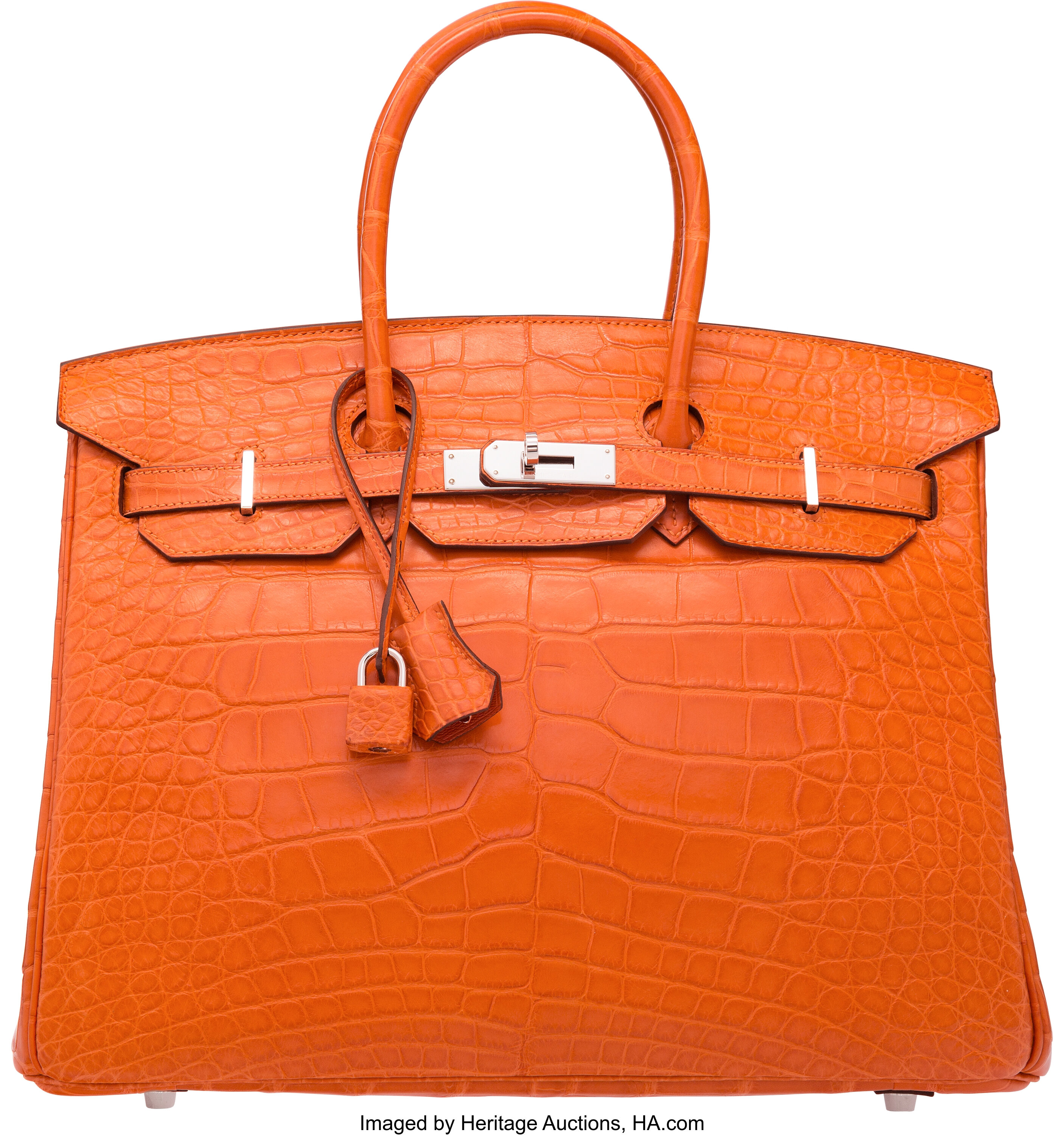 hermes birkin 30 bag orange feu crocodile palladium hardware