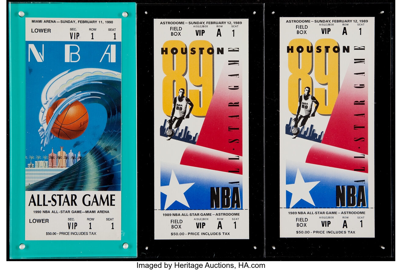 Lot - 1985 NBA All Star Game Ticket Stub, Program, Slam Dunk