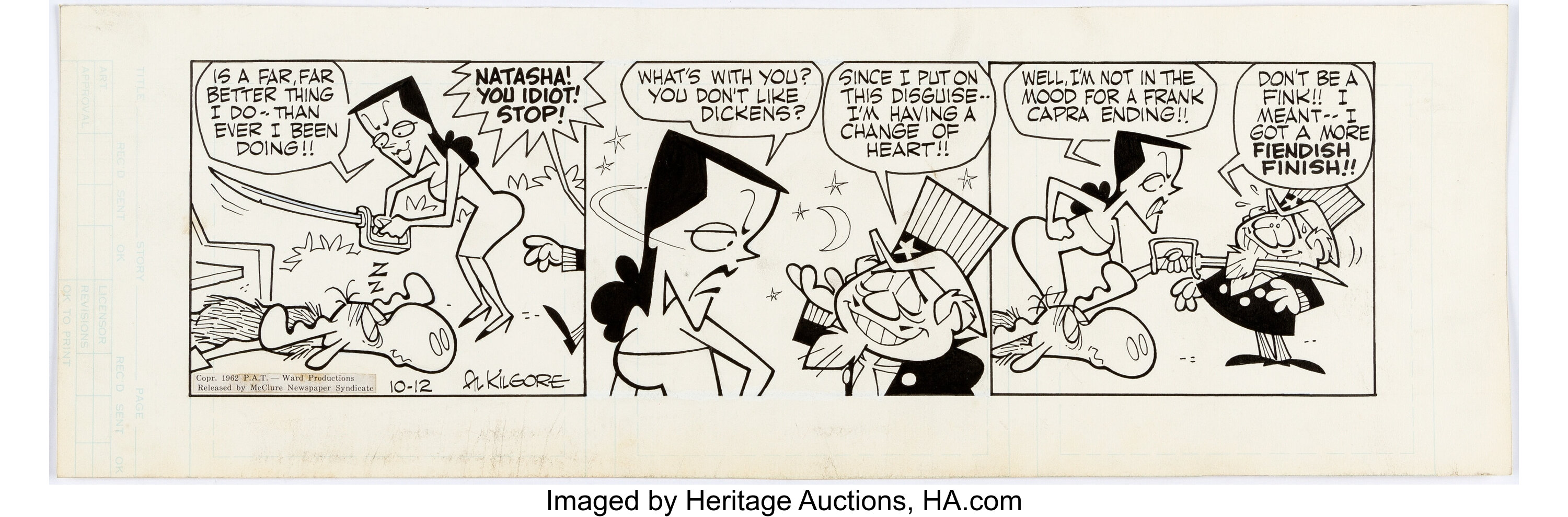 Al Kilgore Bullwinkle Daily Comic Strip Original Art dated 10-12-62 ...