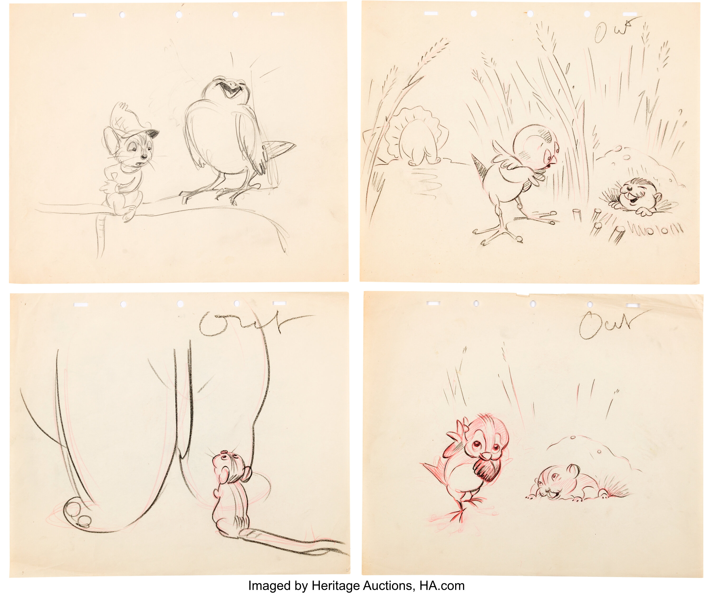 Dumbo Deleted Characters Storyboard/Concept Art Group of 13 (Walt | Lot ...