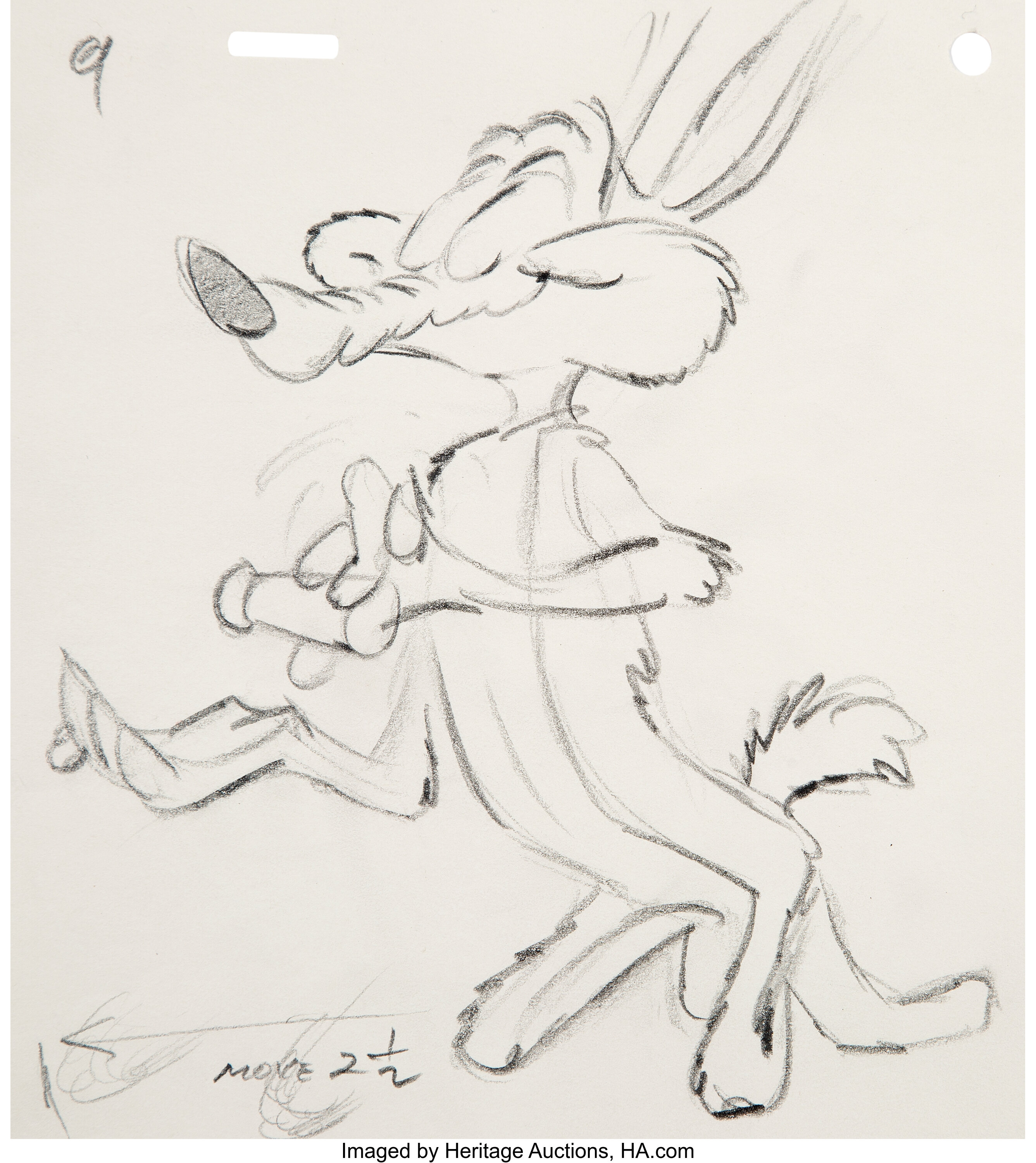 Rabbit's Feat Wile E. Coyote Layout Drawing by Chuck Jones (Warner ...