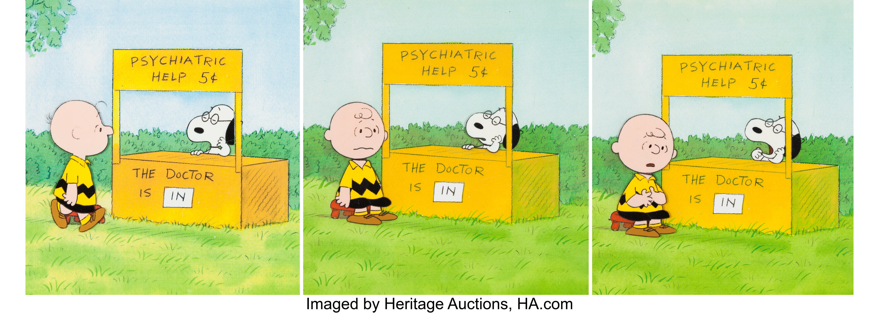 Charlie Brown and Snoopy Show Baseball Scene Production Cel Setup, Lot  #97314