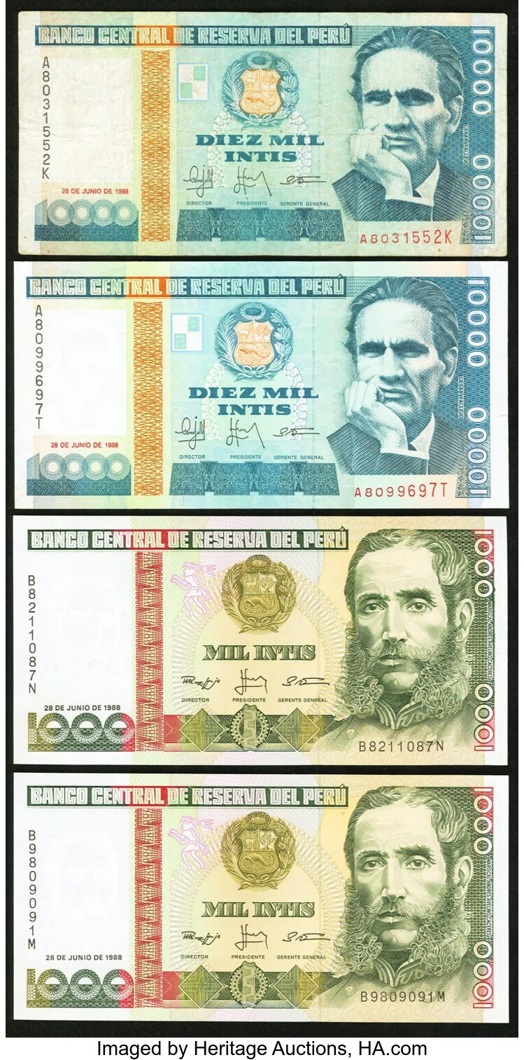 Peru Banco Central De Reserva Del Peru 1000 Intis 28.6.1988 Pick