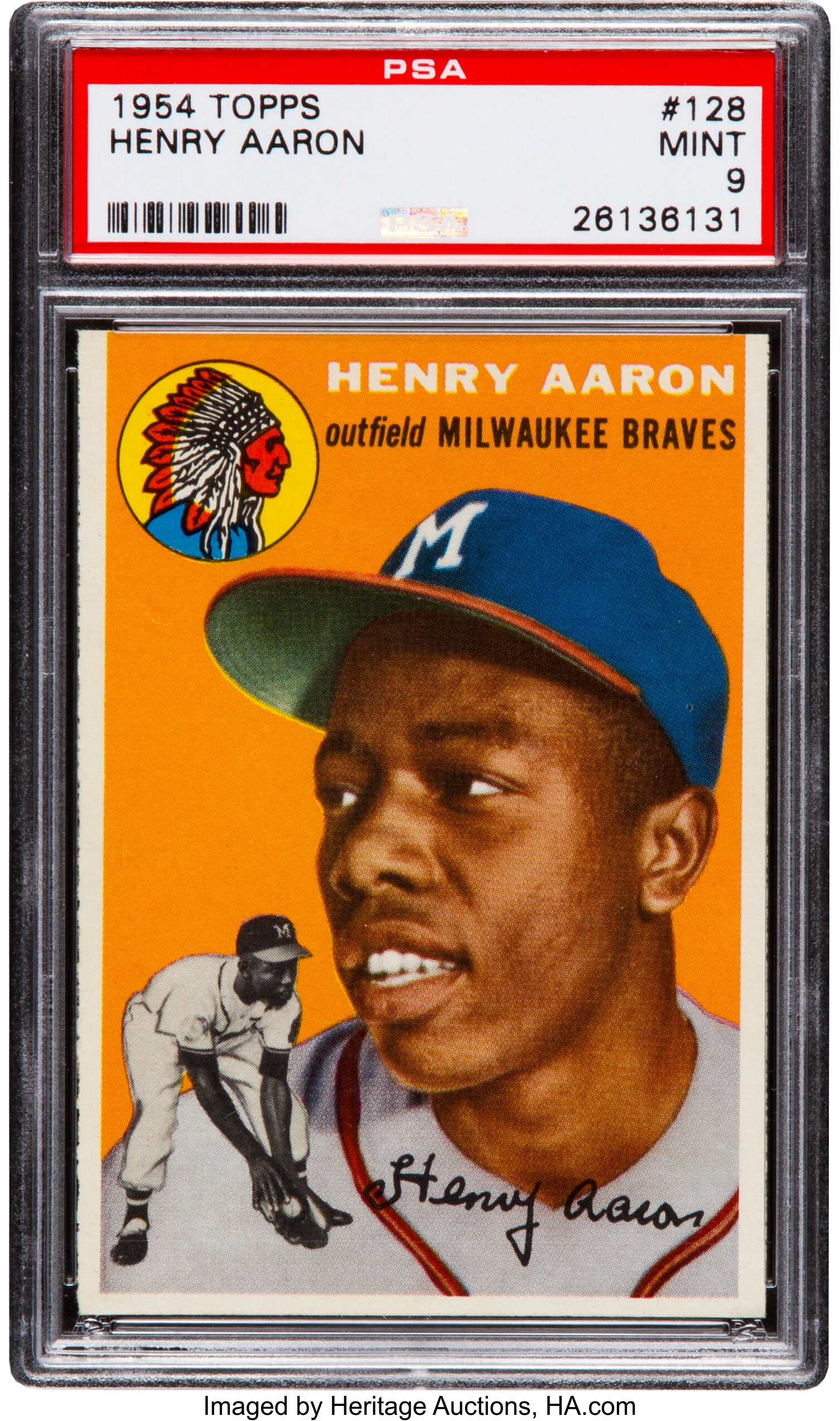 1954 Topps Baseball #128 Henry Hank Aaron Rookie Card Graded PSA 2