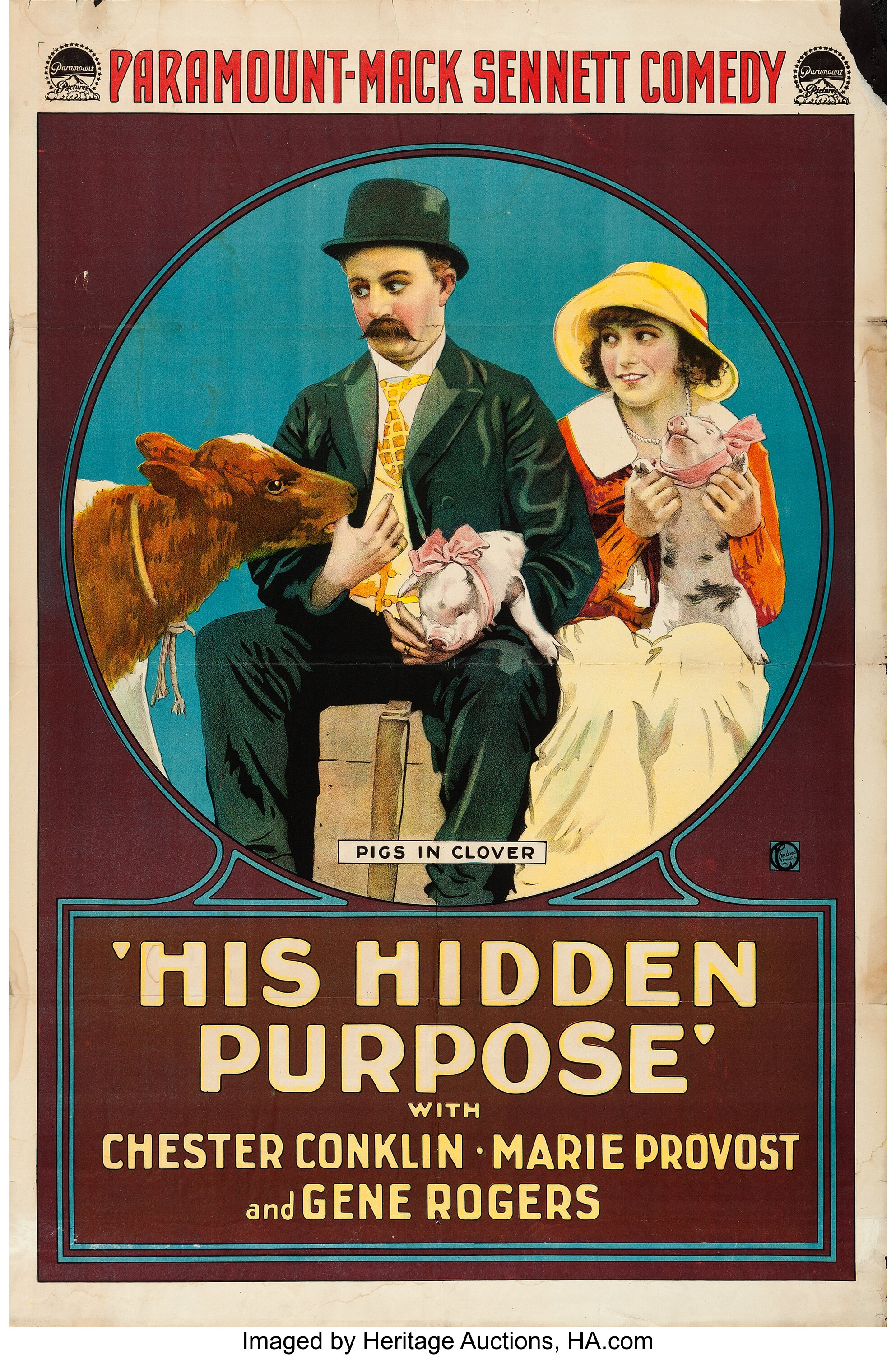 his-hidden-purpose-paramount-1918-one-sheet-28-x-42-lot