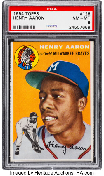 1954 Topps Hank Aaron Rookie #128 PSA NM-MT 8. Baseball Cards