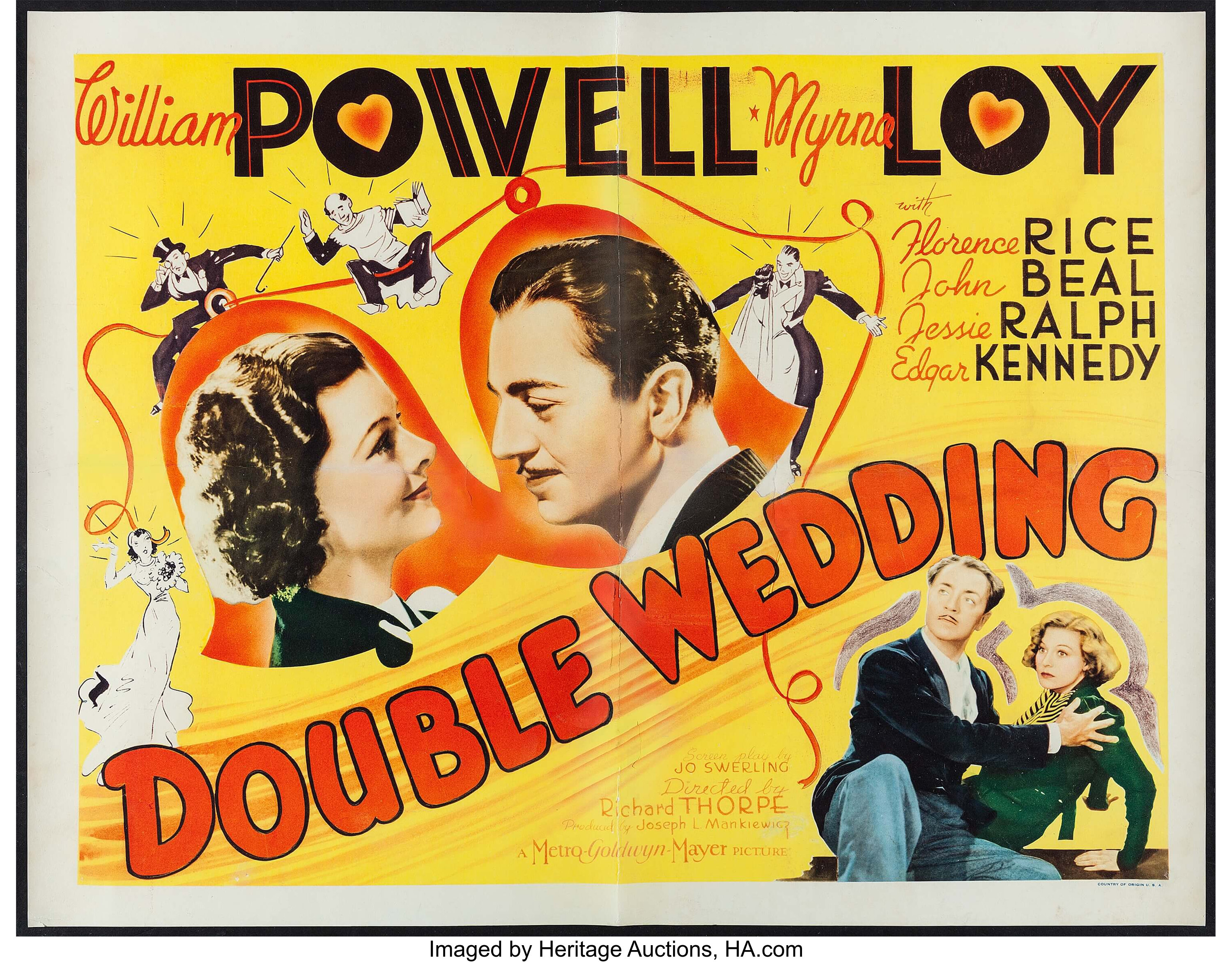 Double Wedding Mgm 1937 Half Sheet 22 X 28 Comedy