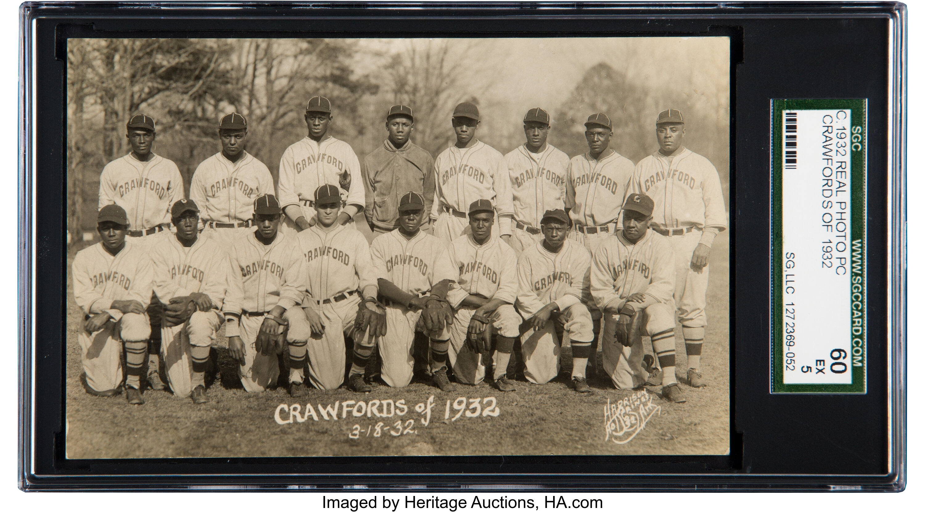 1932 Harrison Studio Pittsburgh Crawfords Real Photo Postcard SGC, Lot  #80131