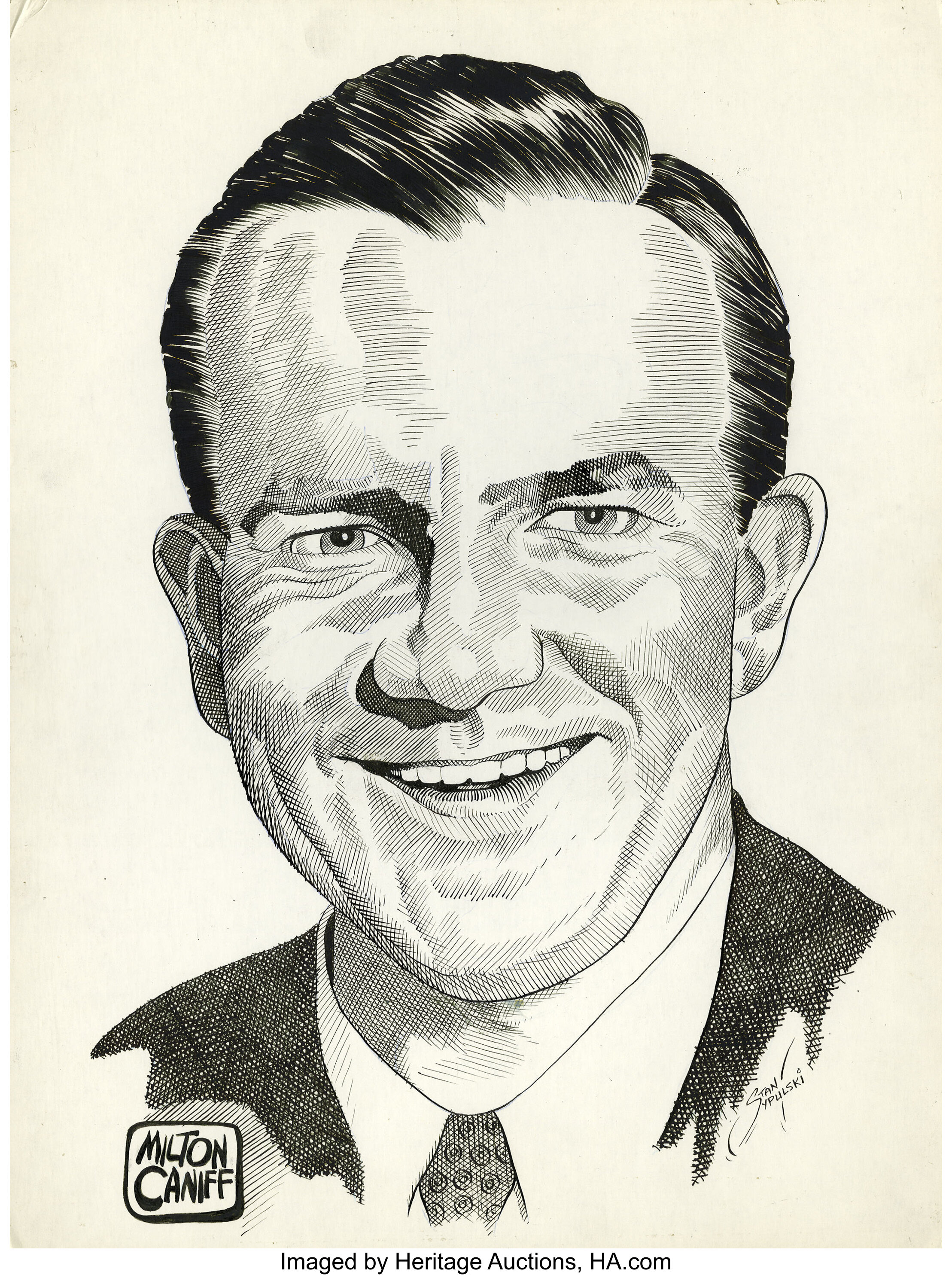 Stan Sypulski - Milton Caniff Portrait Illustration Original Art | Lot ...