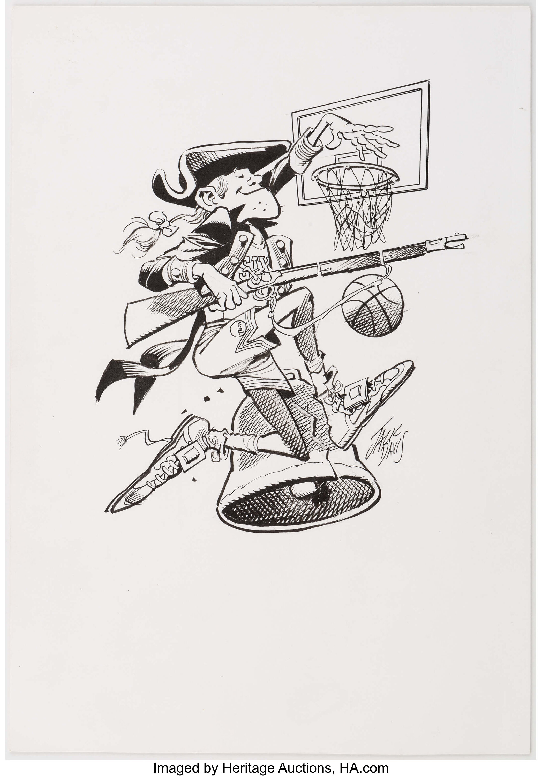 Jack Davis Philadelphia 76ers Basketball Illustration Original Art ...