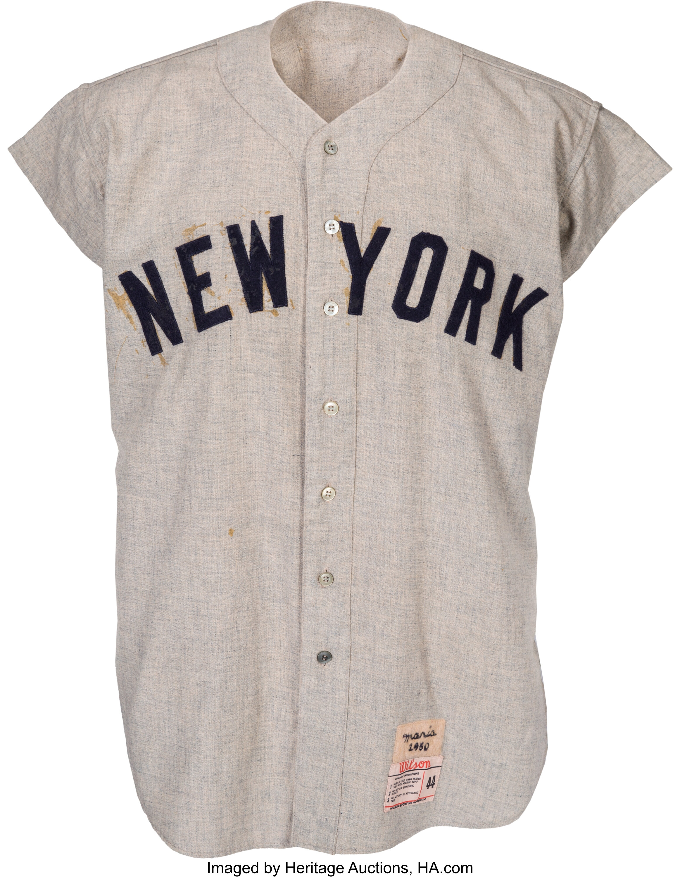 1960 Roger Maris Game Worn New York Yankees Jersey, MEARS A7.5., Lot  #80008