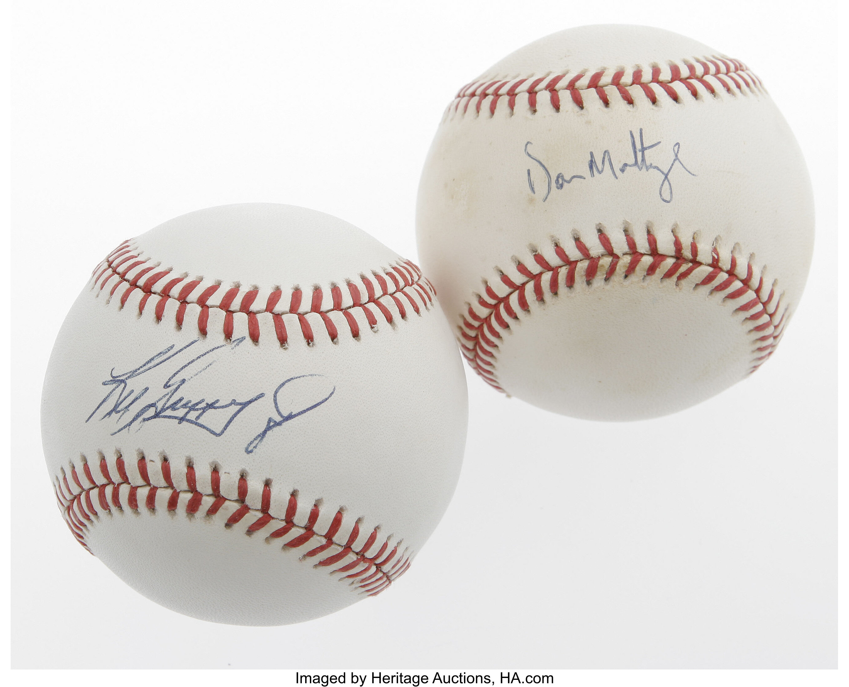 Don Mattingly Ken Griffey Jr Single Signed Baseball Pair