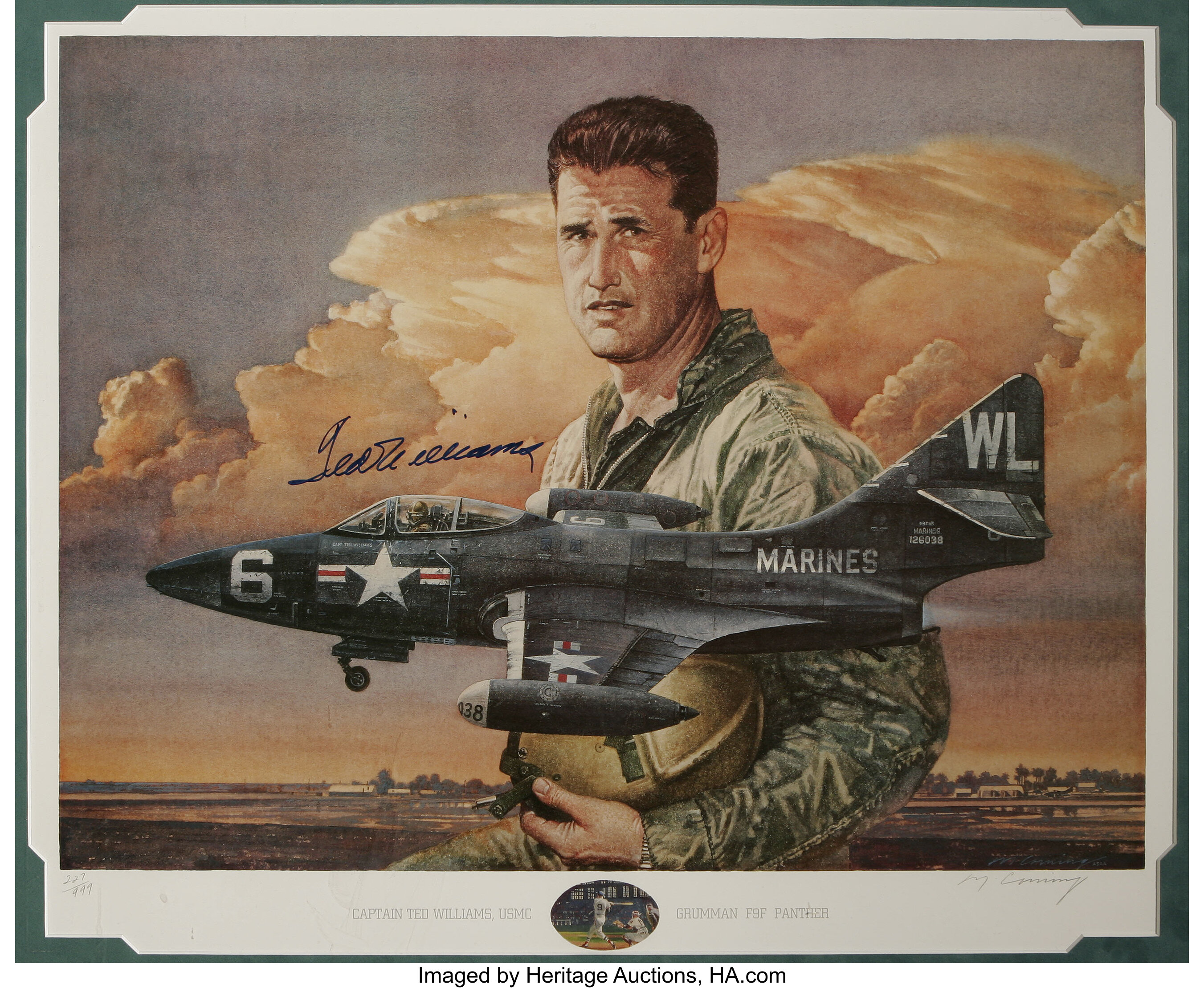 Lot Detail - Ted Williams Signed Marine Fighter Pilot Lithograph