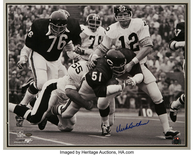 Dick Butkus Chicago Bears Autographed 16 x 20 Signs Contract Photograph