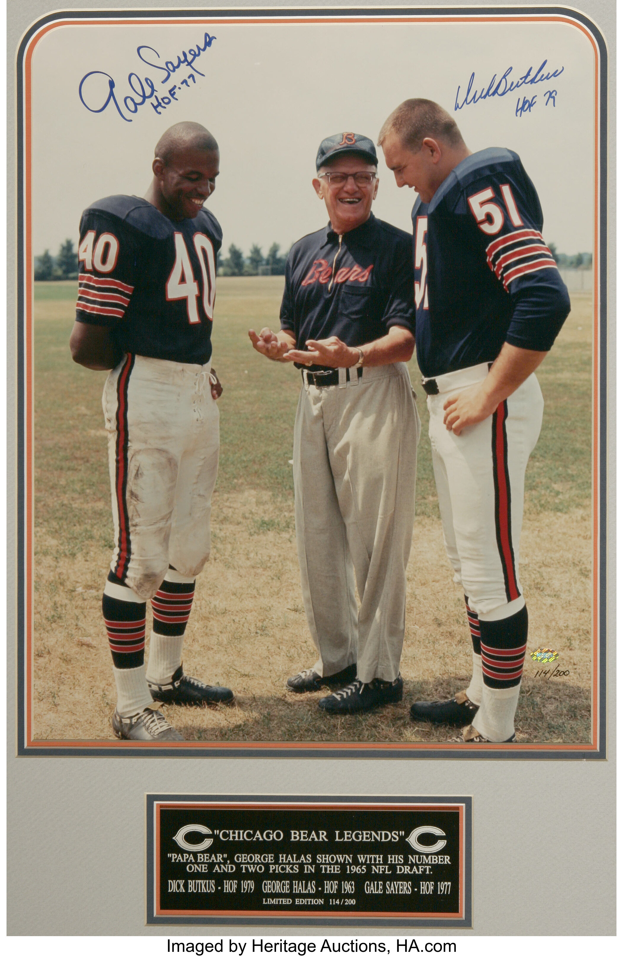 NFL Chicago Bears Gale Sayers George Halas Dick Butkus Color 8 X