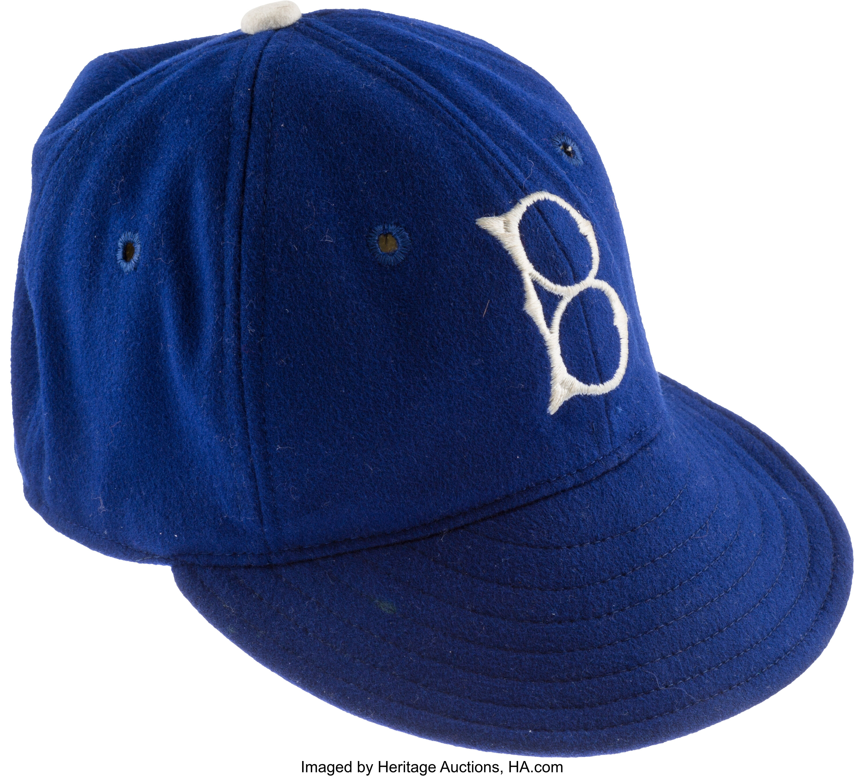 1944-45 Game Worn Brooklyn Dodgers Cap Attributed to Eddie, Lot #82135