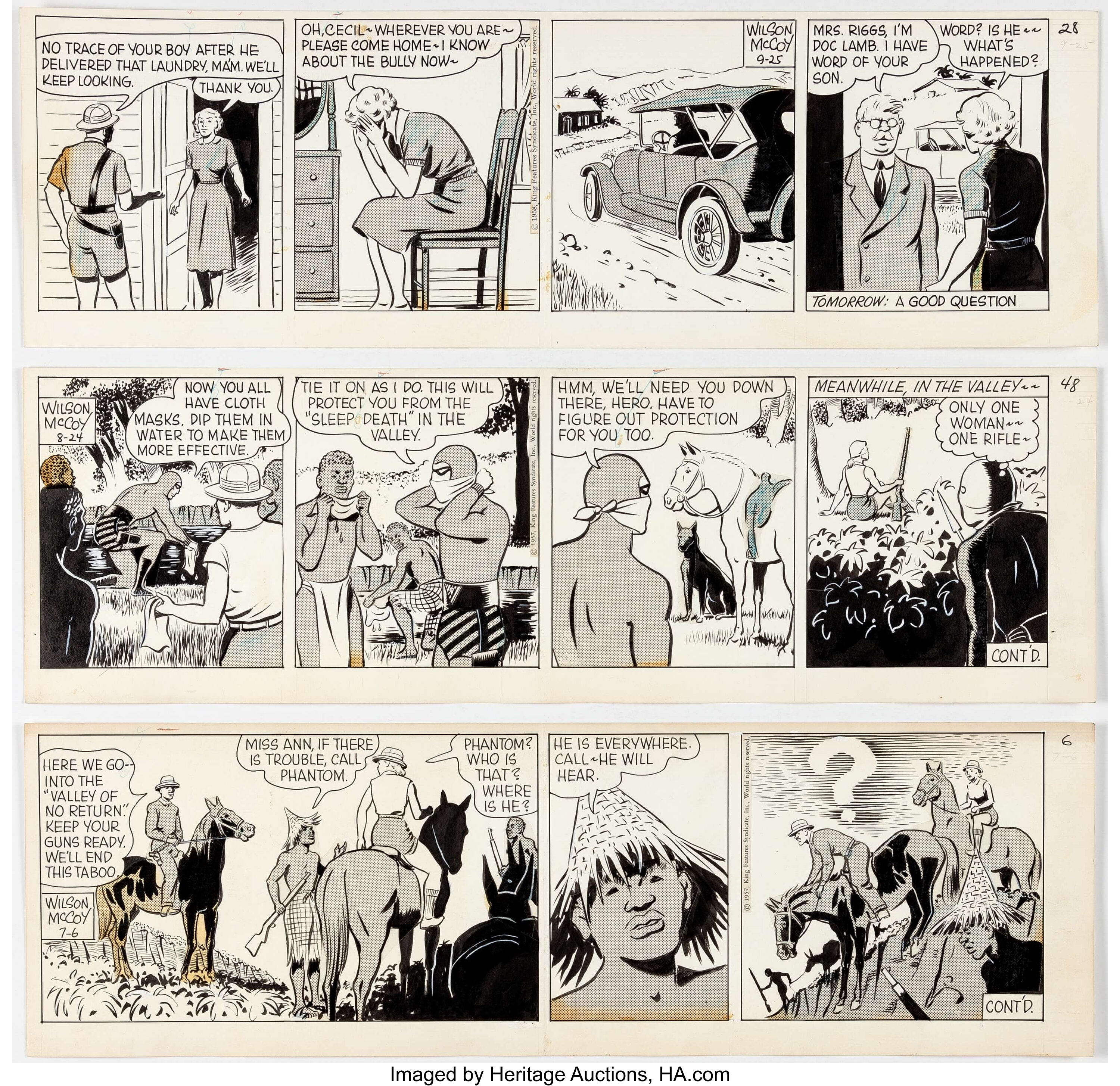 Wilson McCoy The Phantom Daily Comic Strip Original Art Group of 3 ...