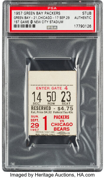 1966 NFL Championship Game Packers vs. Cowboys Ticket Stub, PSA, Lot  #42205