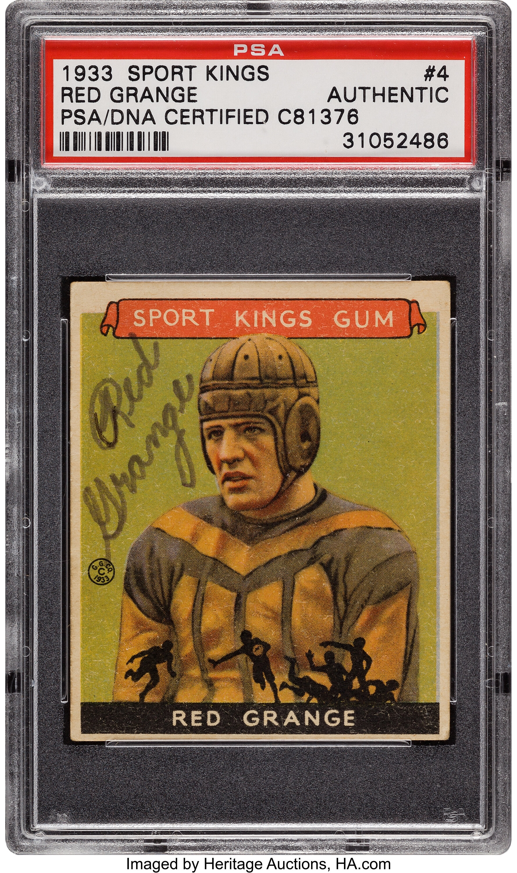 Red Grange PSA DNA Coa Autograph Goal Line Art Card Hand Signed