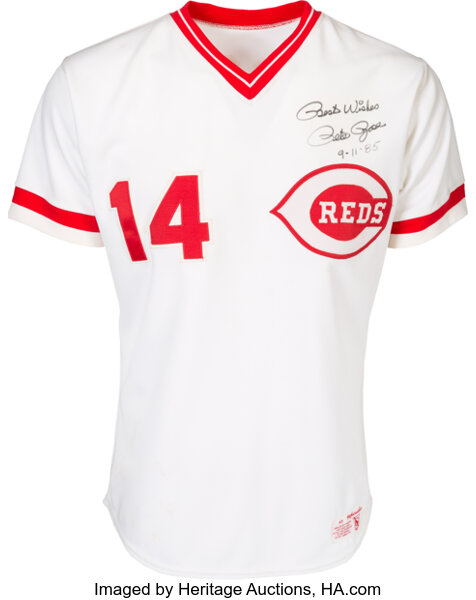 Pete Rose Signed Heavily Inscribed STATS Cincinnati Reds Jersey JSA CO —  Showpieces Sports