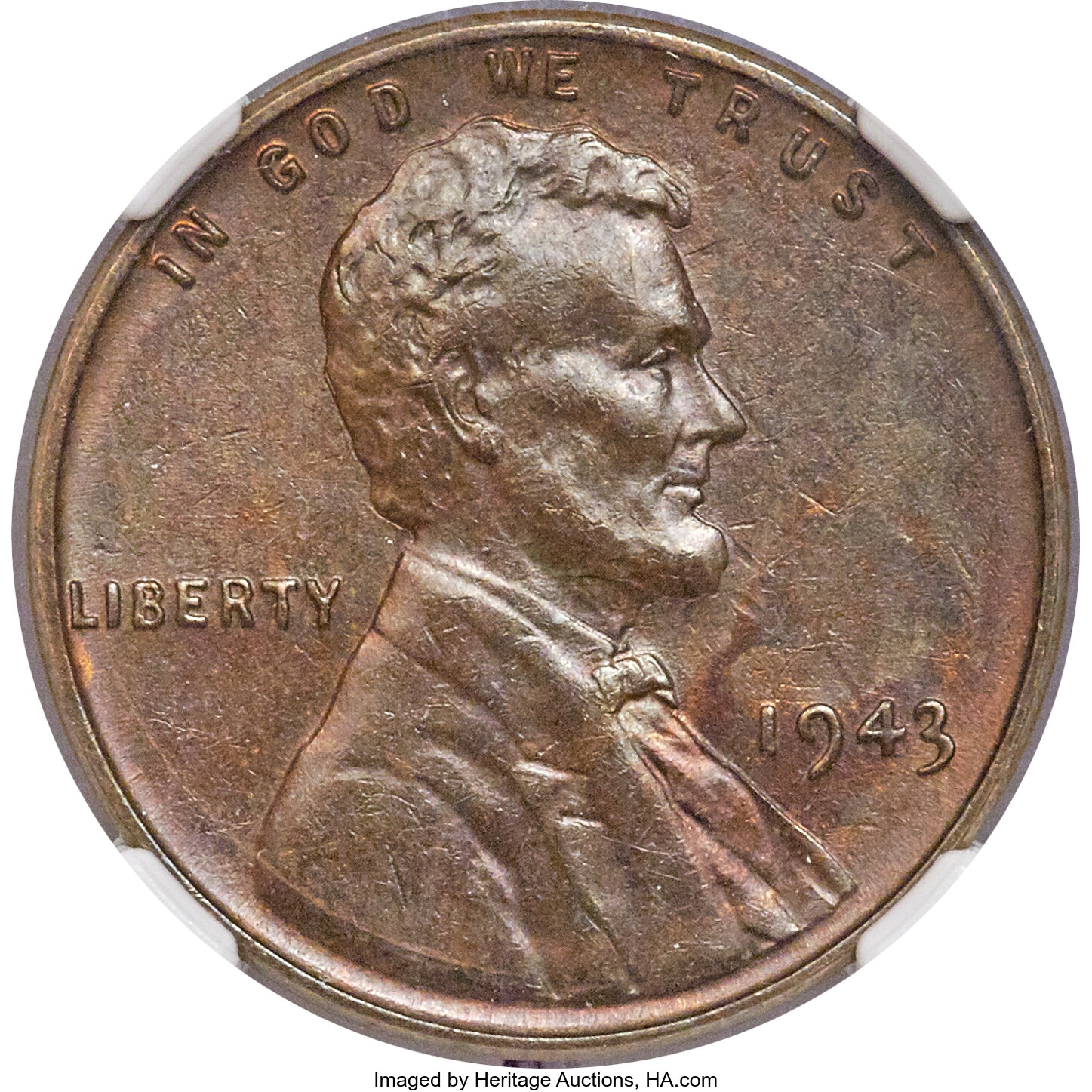 1943 Cent Struck On A Bronze Planchet Ms62 Brown Ngc Lincoln Lot 3899 Heritage Auctions