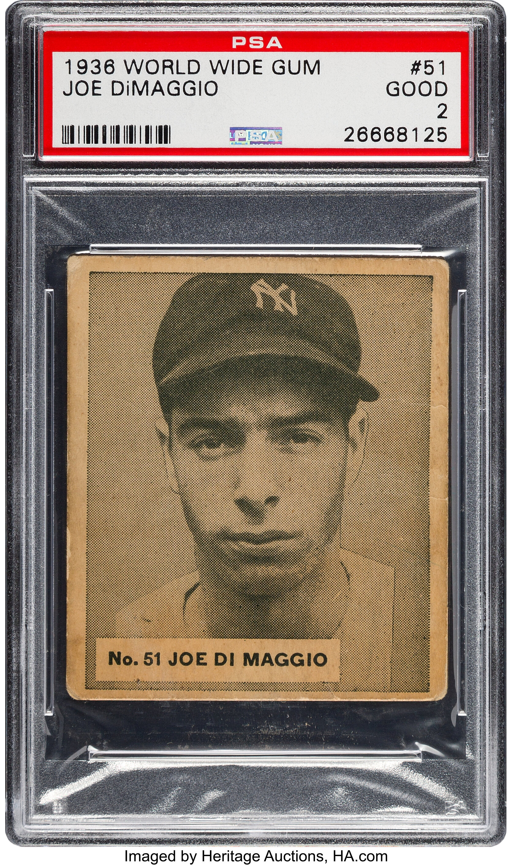 1936 V355 World Wide Gum Joe DiMaggio #51 PSA 2 GOOD NQ