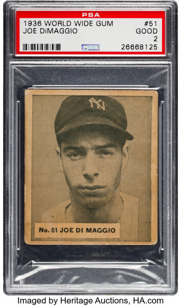 1936 V355 World Wide Gum Joe DiMaggio #51 PSA 2 GOOD NQ